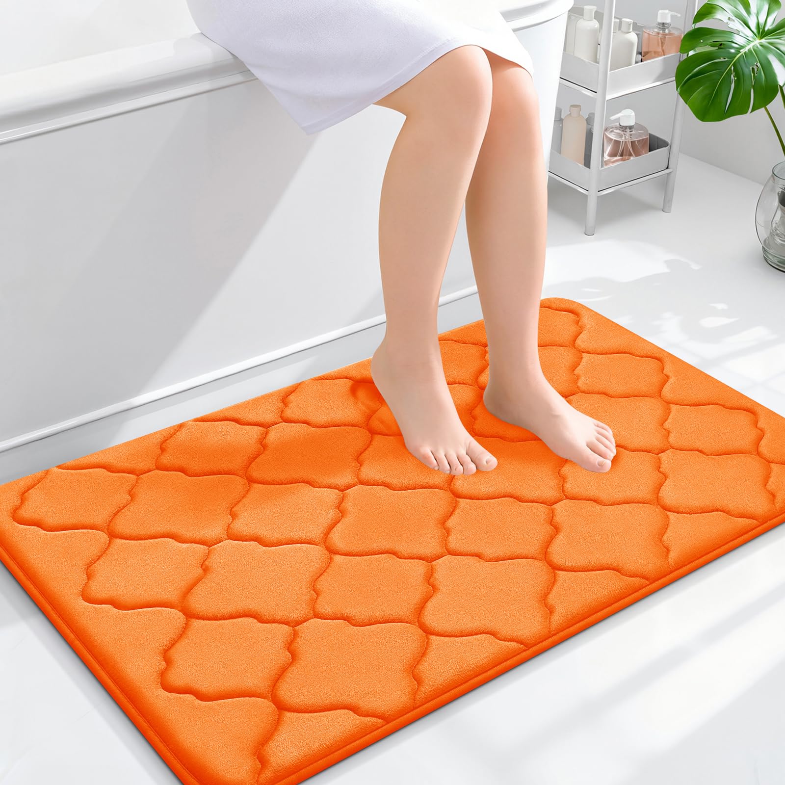 OLANLY Memory Foam Bath Mat Rug 24x16, Ultra Soft and Absorbent Bathroom Rugs, Non-Slip, Comfortable, Machine Washable Bath Carpet for Bathroom Floor, Tub, Shower and Home Decor Accessories, Black