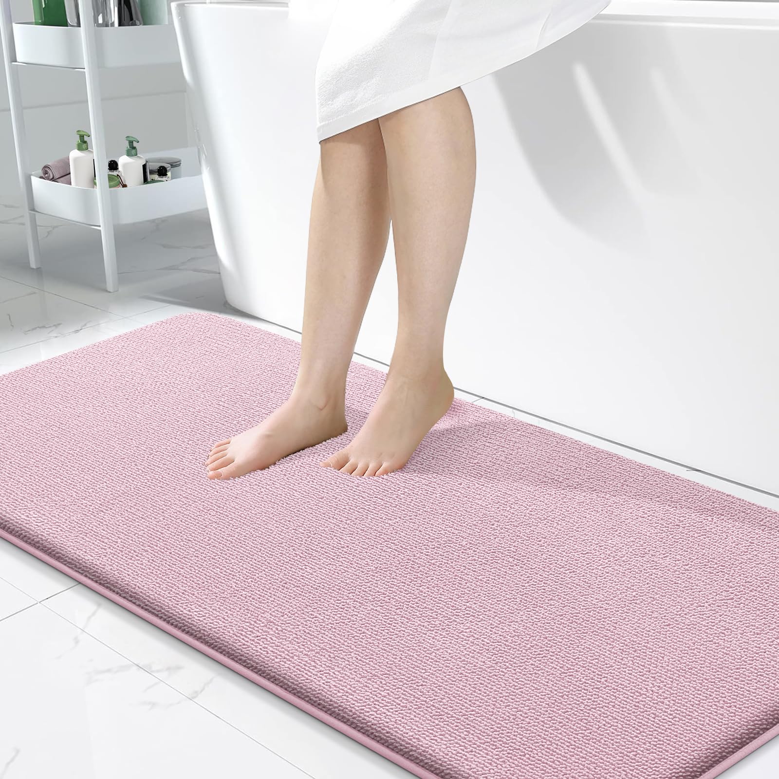 OLANLY Thick Memory Foam Bath Mat Rug 30x20, Extra Soft Absorbent Bathroom Rugs, Quick Dry Bath Mats, Non-Slip, Machine Washable Carpet for Bathroom, Tub and Shower, Home Decor Accessories, Grey