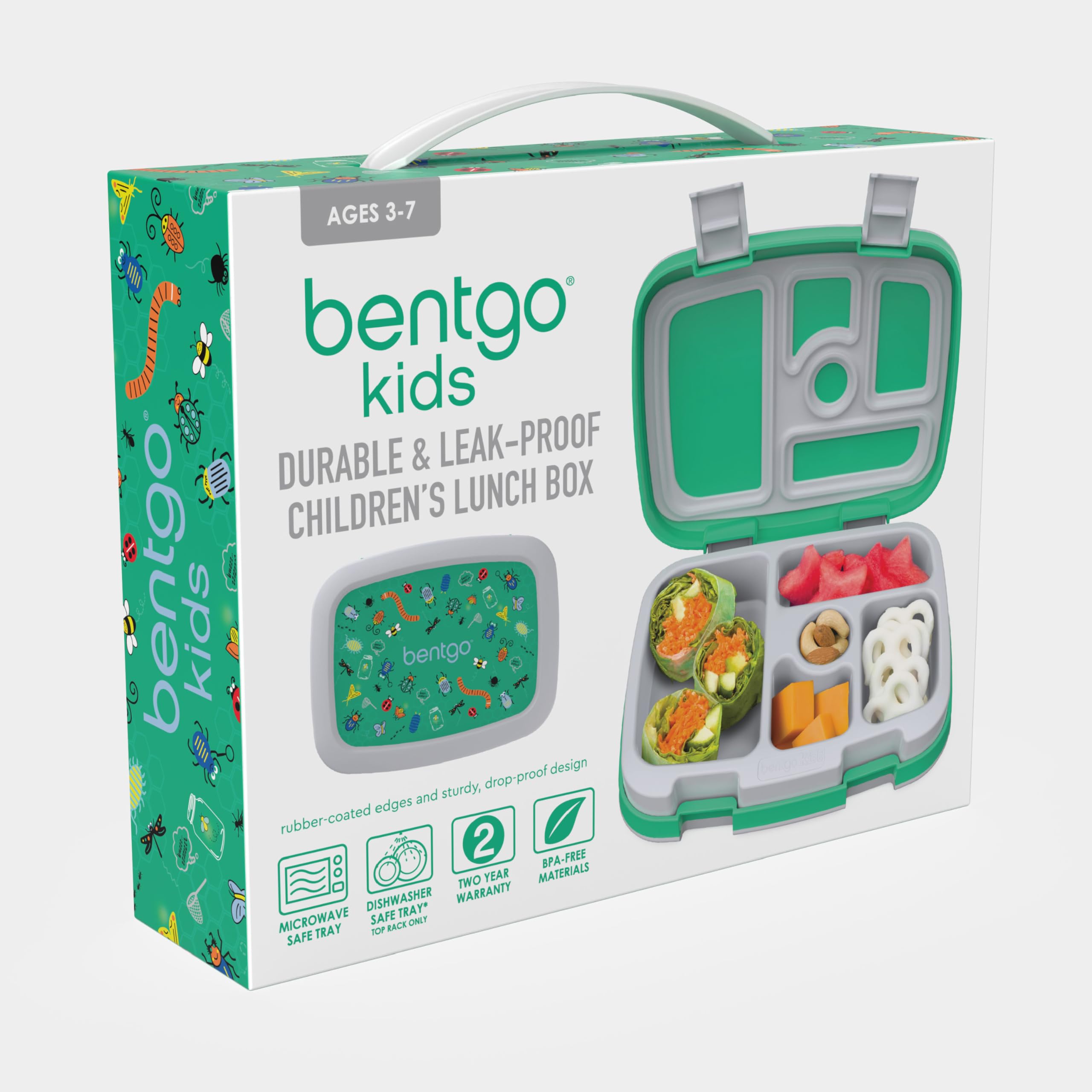 Bentgo Kids Prints Leak-Proof, 5-Compartment Bento-Style Kids Lunch Box - Ideal Portion Sizes for Ages 3-7, Durable, Drop-Proof, Dishwasher Safe, & PFAS & BPA-Free Materials (Unicorn)