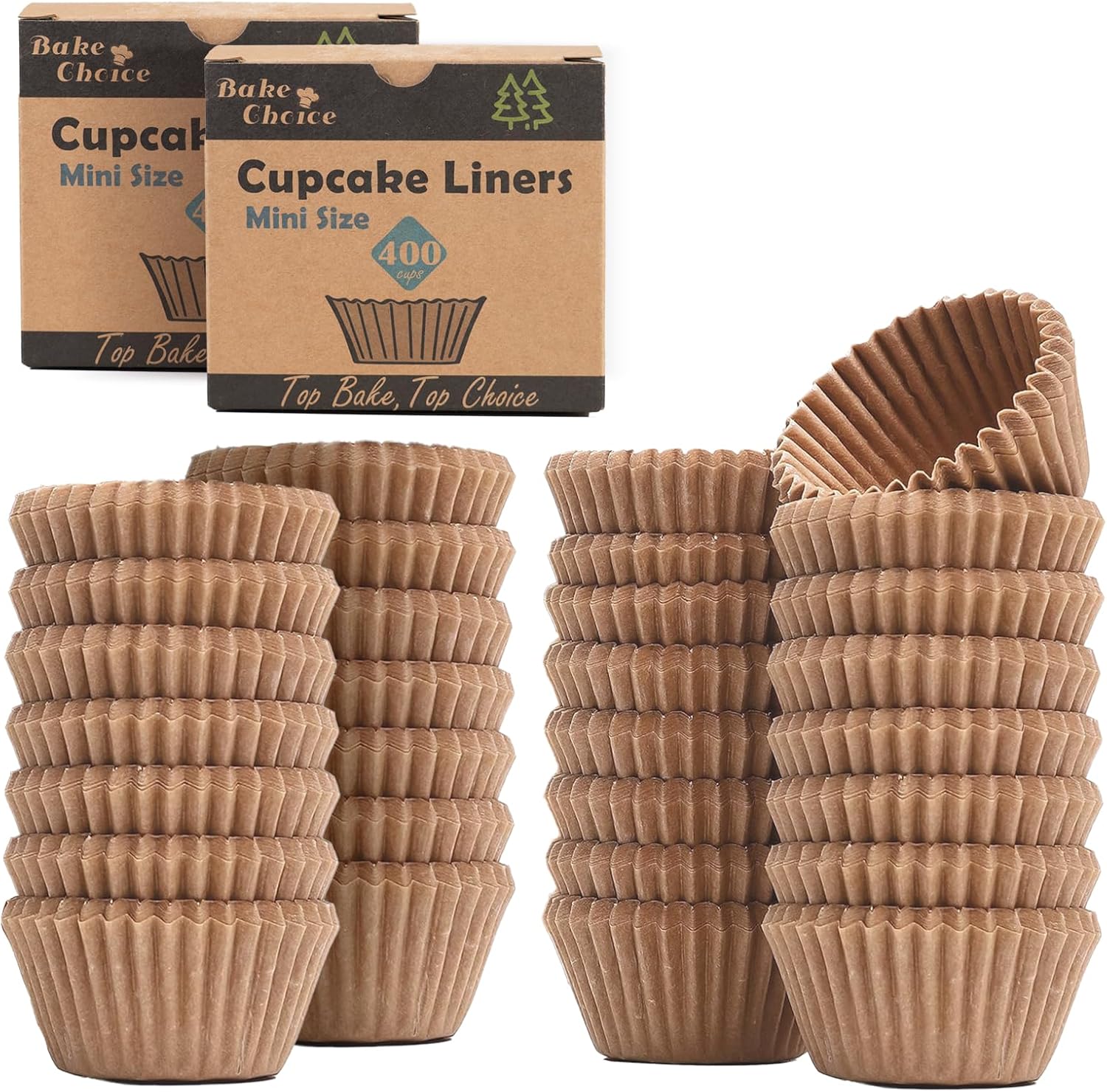 Non-Stick 800pcs Mini Cupcake Liners, Paper, Disposable, Natural, Perfect for Birthday Parties and Social Occasions