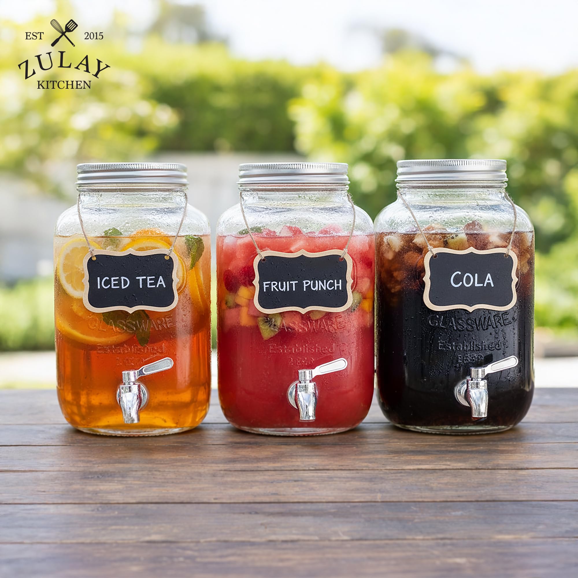 Zulay 1 Gallon/128oz Cold Brew Coffee Maker – Thick Glass Pitcher with Stainless Steel Filter, Lid & Spout – Large Mason Jar Container Dispenser - Iced Coffee & Sun Tea Brewer for Fridge – Silver