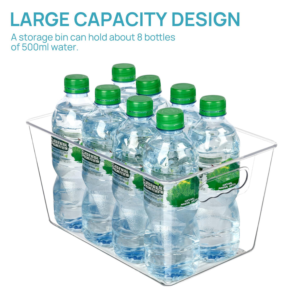Vtopmart 6 PCS Clear Plastic Storage Bins, Pantry Organizer Containers with Handle for Refrigerator, Fridge, Cabinet, Kitchen, Countertops, Cupboard, Home Organization and Storage, XL