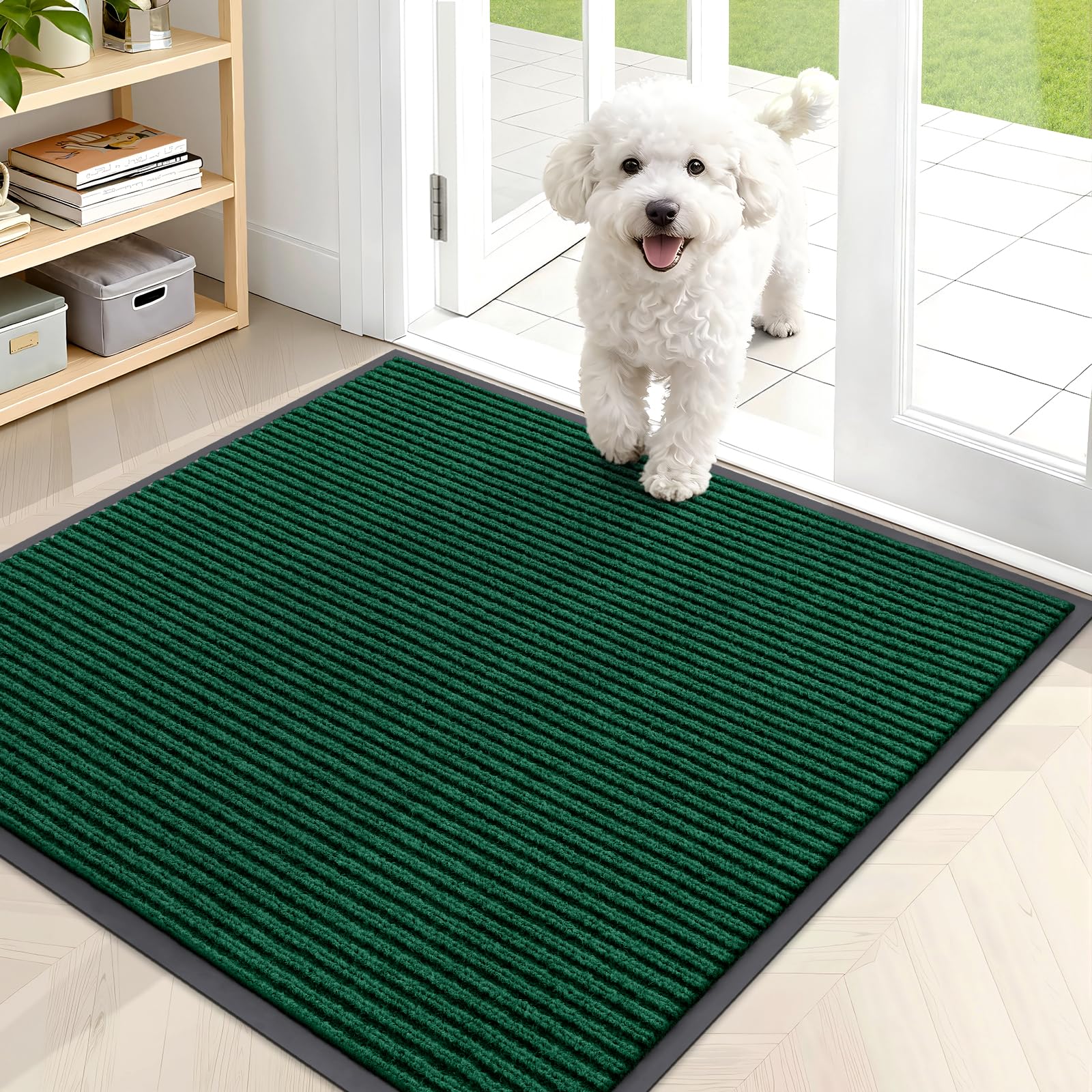 OLANLY Front Door Mat Indoor Outdoor Entrance, Waterproof Heavy Duty Doormat, Fade Resistant, Low Profile, Easy Clean Patio Porch Welcome Floor Mats for Entry, 29.5x17, Grey