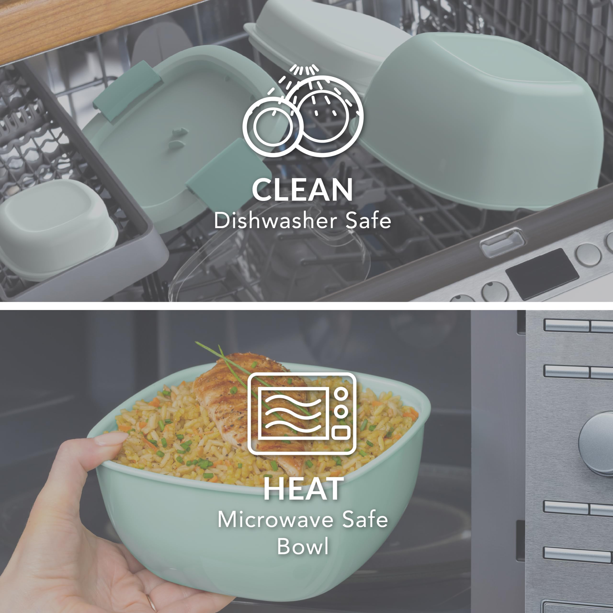 Bentgo Salad Container - 54 oz Bowl with 4-Compartment Toppings Tray, Leak-Proof Dressing Container, Reusable Fork, BPA-Free Lunch Box for Meal Prep & Food Storage; Removable Bento Tray (Khaki Green)