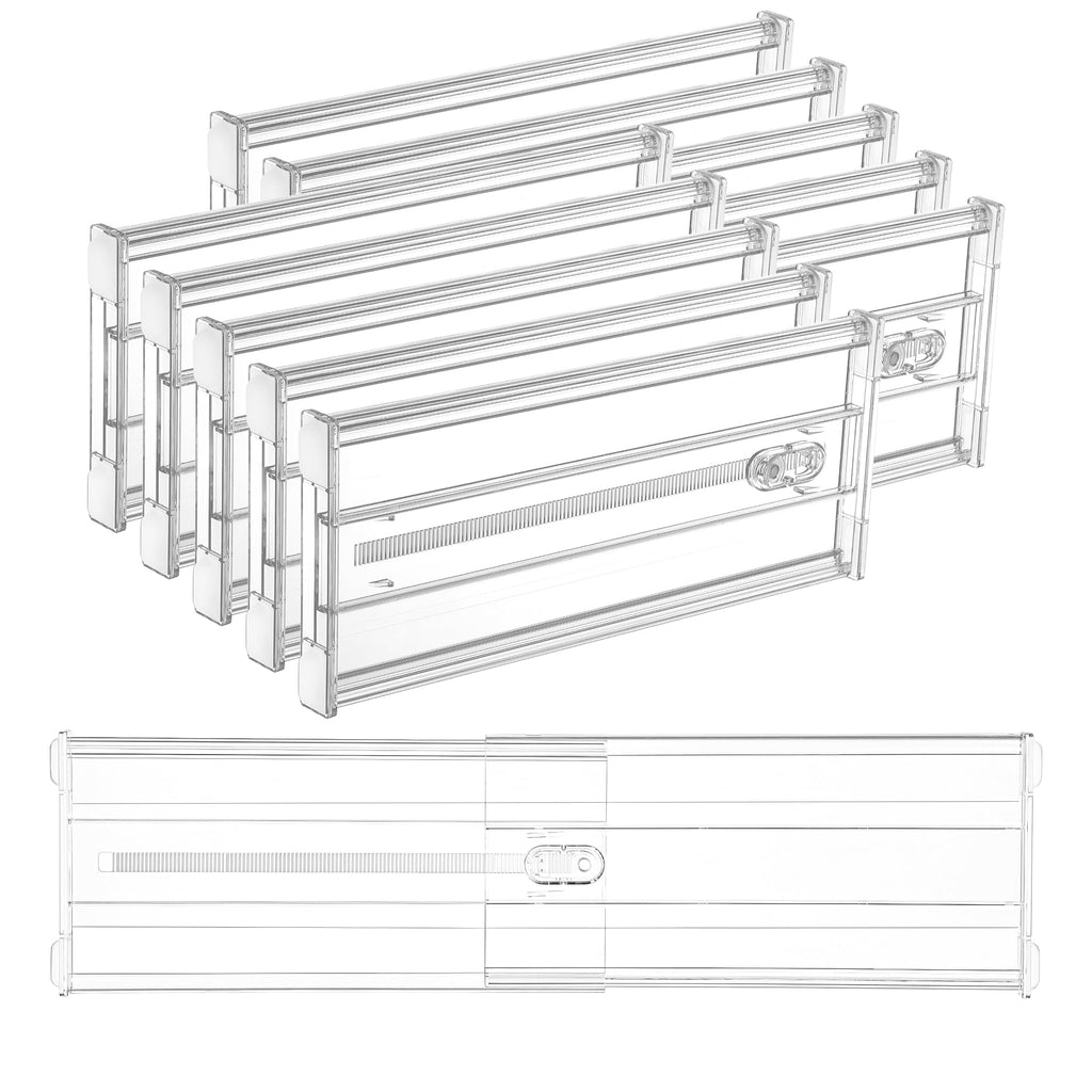 Vtopmart 8 Pack 6" Tall Upgrade Drawer Dividers for Big and Deep Drawer, 12.8"-22.3" Adjustable Expandable Dresser Drawer Organizer, Clear Plastic Separators for Dresser, Baby Supplies, Kitchenware
