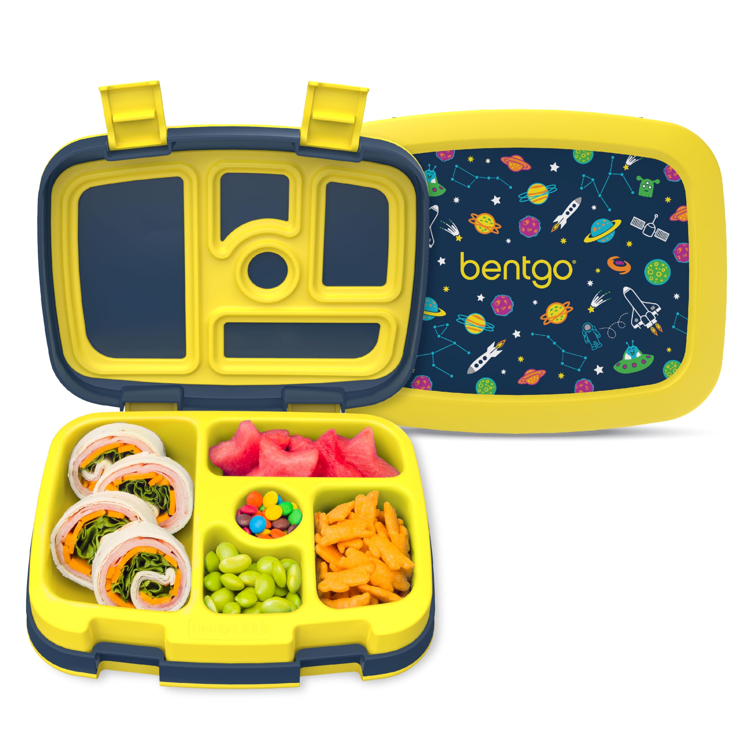 Bentgo Kids Prints Leak-Proof, 5-Compartment Bento-Style Kids Lunch Box - Ideal Portion Sizes for Ages 3-7, Durable, Drop-Proof, Dishwasher Safe, & PFAS & BPA-Free Materials (Unicorn)