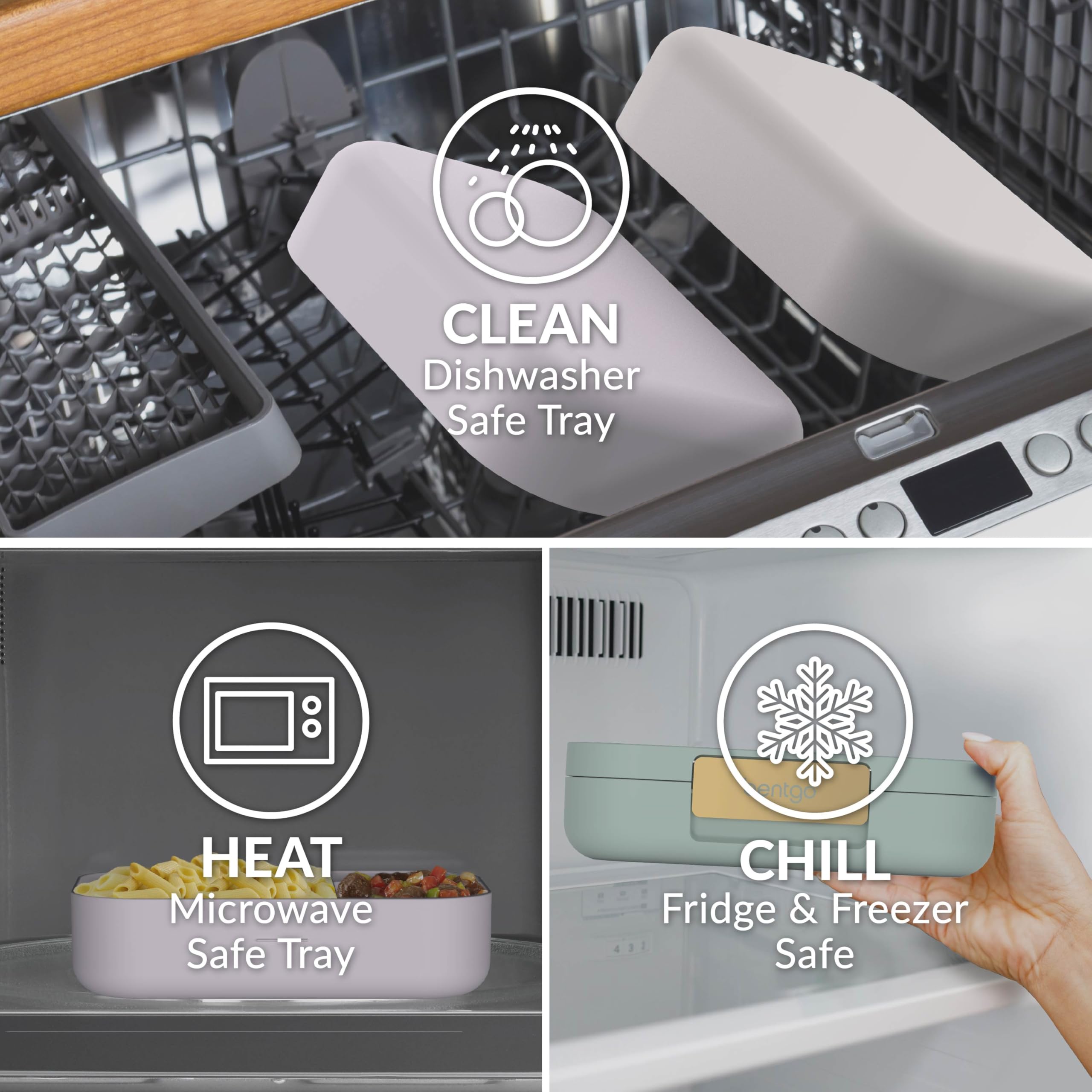 Bentgo Modern - Adult & Teen Bento Lunch Box; 3-4 Compartments, Leak-Resistant, 5.5 Cup Capacity/44 fl oz, Improved Locking Clips, Reusable, BPA-Free, Dishwasher/Microwave Safe Tray (Dark Gray)