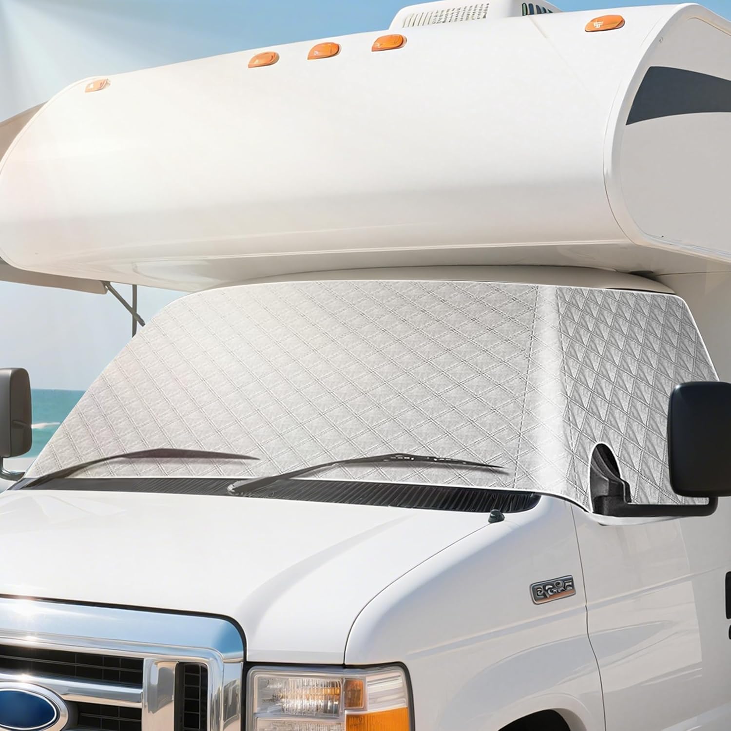 RedCall RV Windshield Sun Shade Cover,Rv Window Shade for Class C Ford E450 1997-2025 Motorhome,Upgraded Thickening Type for Ice and Snow,Rv Accessories for Inside