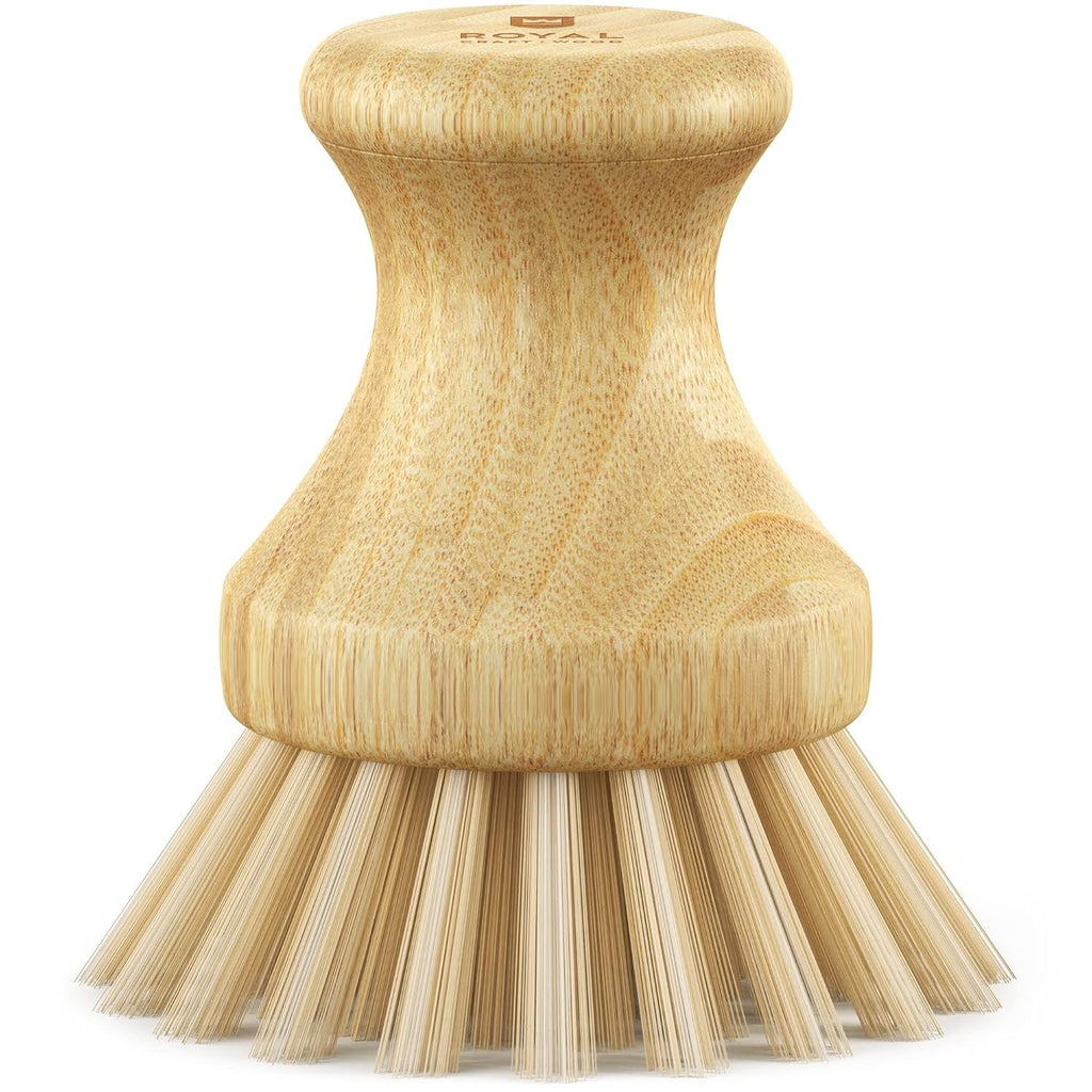 ROYAL CRAFT WOOD Bamboo Dish Scrub Brush w/Handle - Wooden Washing Dish Brush Scrubber for Kitchen - Filrm Bristles Brush with Handle for Sink, Dishes & Vegetables