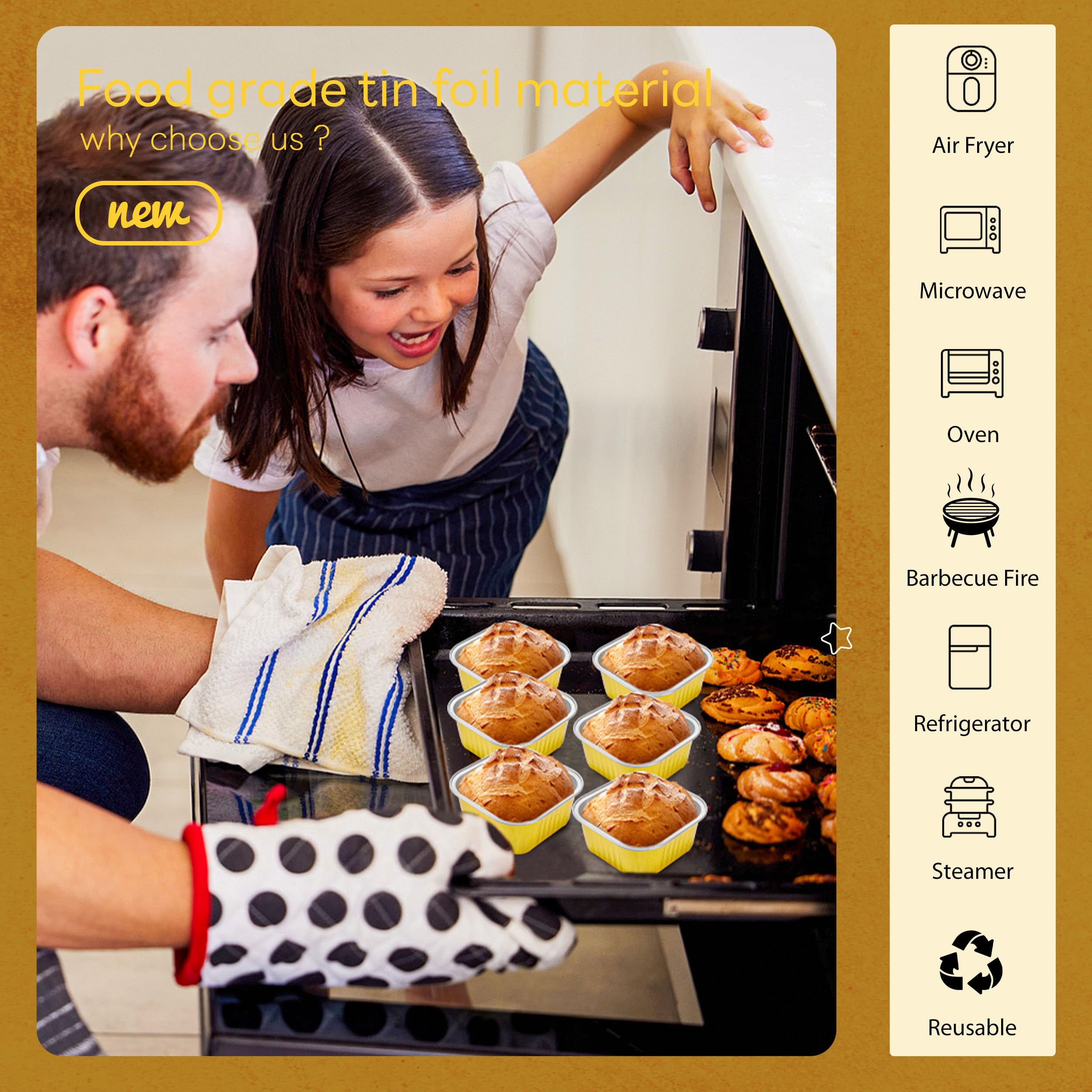 60 Pack Mini Cake Pans with Lids Mini Aluminum Pans, Disposable Loaf Pans Cupcake Liners with Lids for Pudding, Souffle, Party, Wedding(Pink, 5 oz)