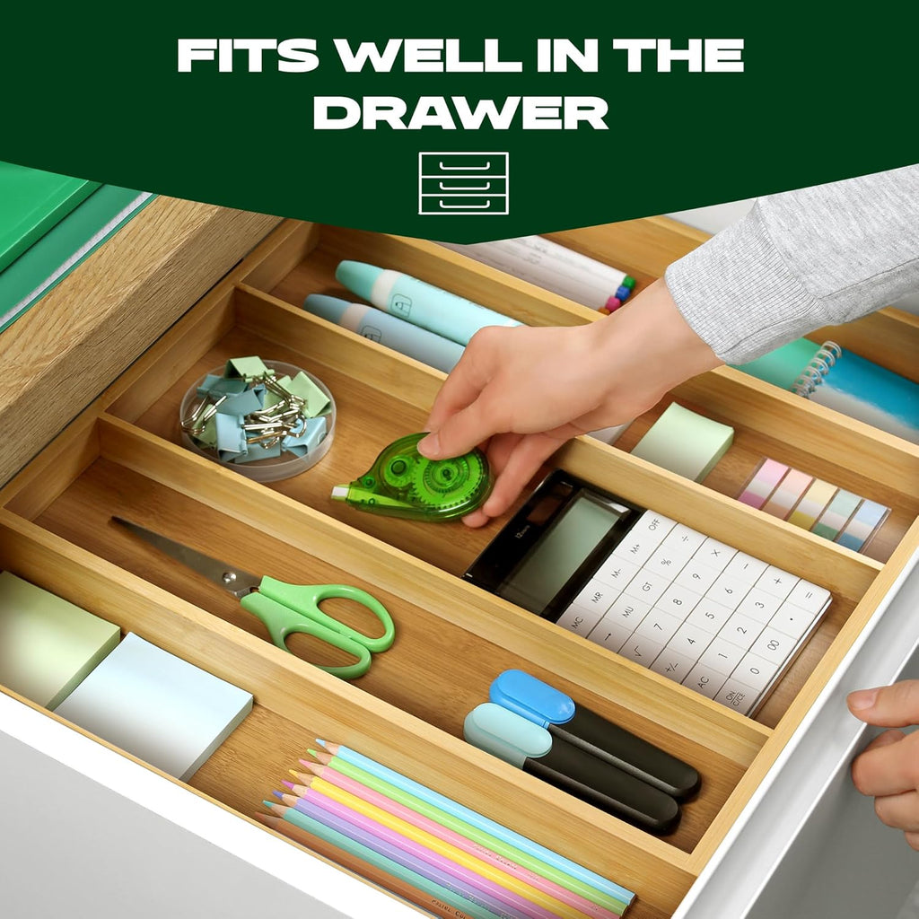 ROYAL CRAFT WOOD Bamboo Kitchen Drawer Organizer - Utensil Drawer Organizer