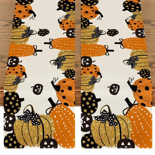 Artoid Mode Halloween Jack-O-Lantern Pumpkin Table Runner, Holiday Kitchen Dining Table Decoration for Indoor Outdoor Home Party Decor 13 x 72 Inch