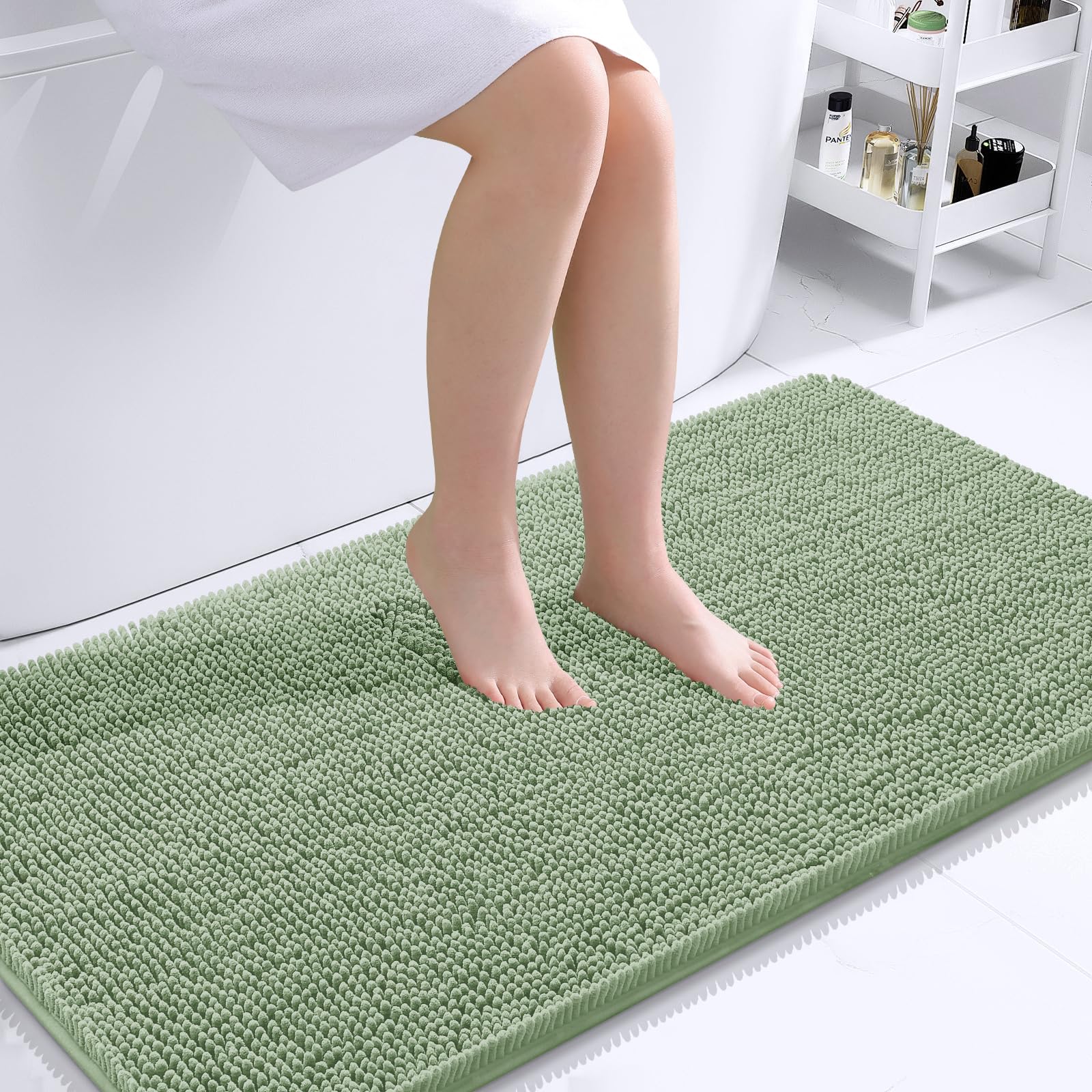 OLANLY Bathroom Rugs 30x20, Extra Soft Absorbent Chenille Bath Rugs, Rubber Backing Quick Dry, Machine Washable Bath Mats for Bathroom Floor, Tub and Shower, Home Decor Accessories, Grey