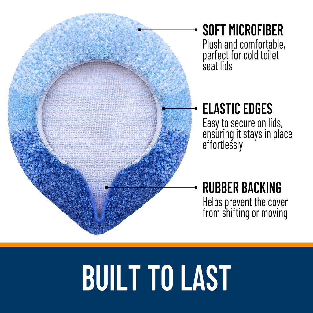 OLANLY Soft Microfiber Bathroom Toilet Lid Cover, Machine Washable Seat Covers, 17.5x15, Stays in Place Rubber Backing, Fits Most Round, Elongated and Oblong Lids, Accessories Decor, Gray