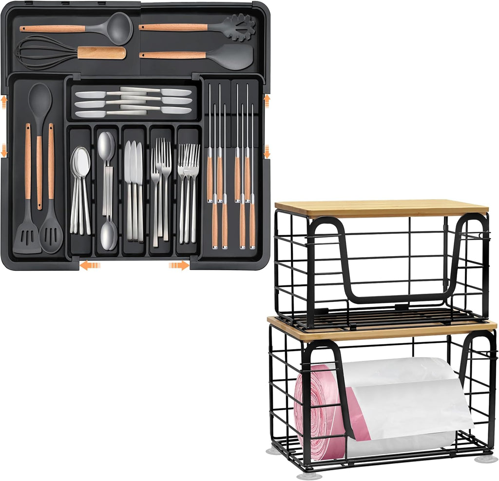 Homecor Silverware Drawer Organizer+ Extra Large Stackable Storage
