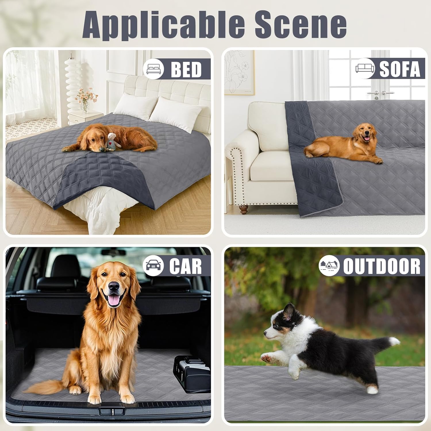 Smiry Waterproof Dog Bed Cover Blanket 30x70, Soft Reversible Pet Blanket, Washable Leakproof Cats Dogs Couch Cover for Sofa, Couch, Furniture, Grey/Dark Grey