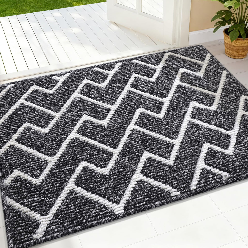 OLANLY Front Door Mat, Non-Slip Rubber Backing, Dirt Resistant and Absorbent, Washable, Easy to Clean Low-Profile Indoor Doormat for Back Door, Entryway, Inside Entrance, 32x20, Grey