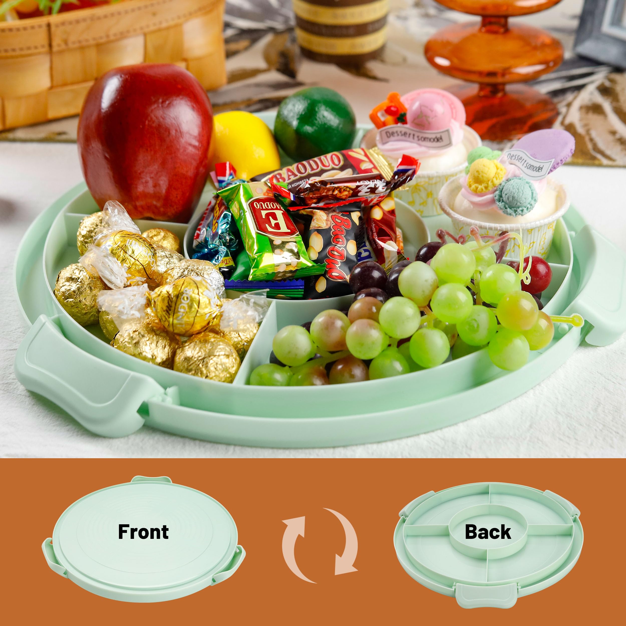 Green Cake Containers with Lids Round Plastic Cupcake Holders 4-in-1 Multipurpose Cake Carrier Holder for 11 Inch Cake Pies Cupcake Eggs Fruit or Snack Transport