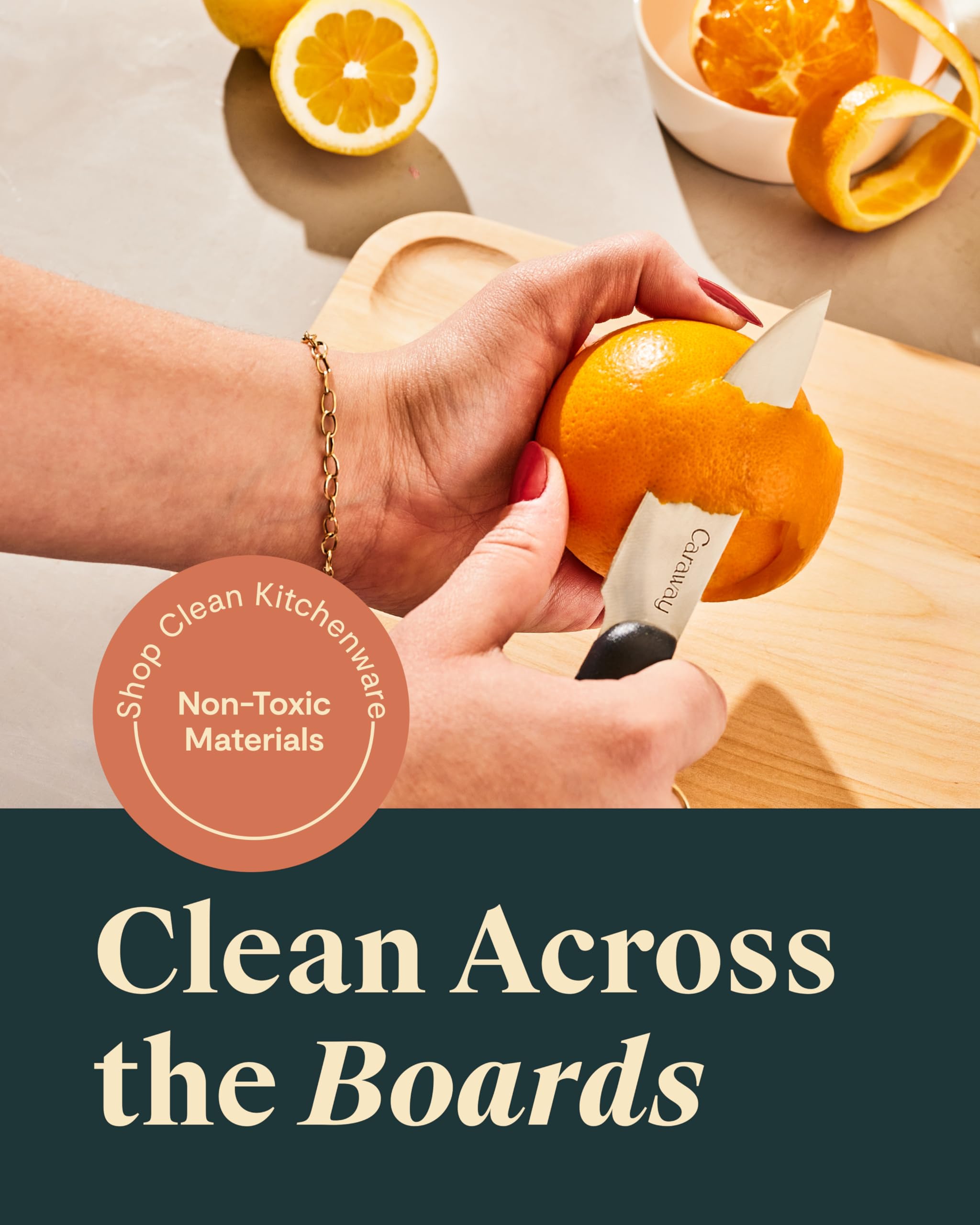 Caraway 4-Piece Double Sided Wood Cutting Board Set - Made From FSC-Certified Birch Wood - Mineral Oil & Wax Finish - 3 Sizes - Small, Medium, & Large - Storage Organizers Included