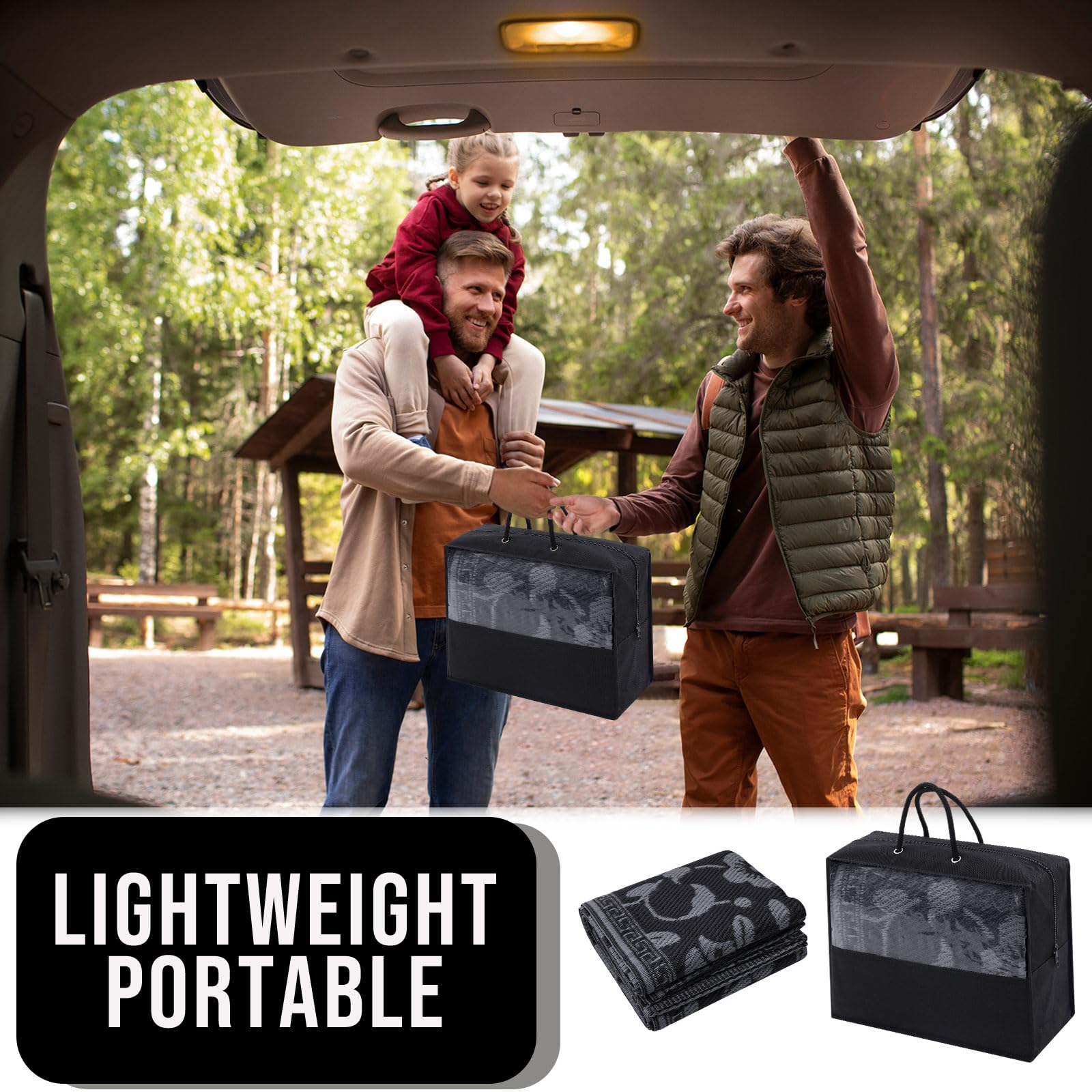 OLANLY Waterproof Outdoor Rug 5x8 ft, Outdoor Plastic Straw Rug with Flower Pattern, Reversible RV Mat for Patio, Camping, Balcony, Deck, Backyard, Navy & White