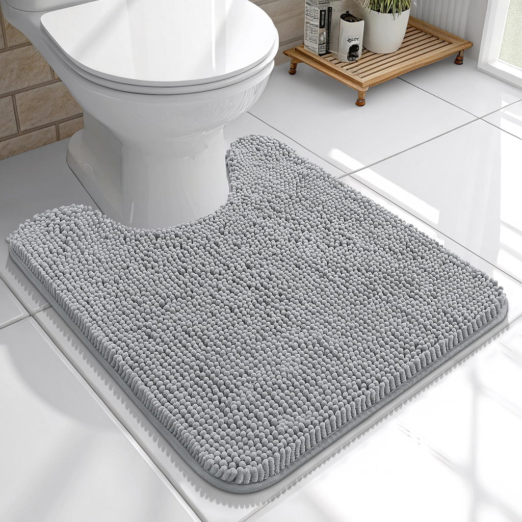 OLANLY Bathroom Rugs 30x20, Extra Soft Absorbent Chenille Bath Rugs, Rubber Backing Quick Dry, Machine Washable Bath Mats for Bathroom Floor, Tub and Shower, Home Decor Accessories, Grey