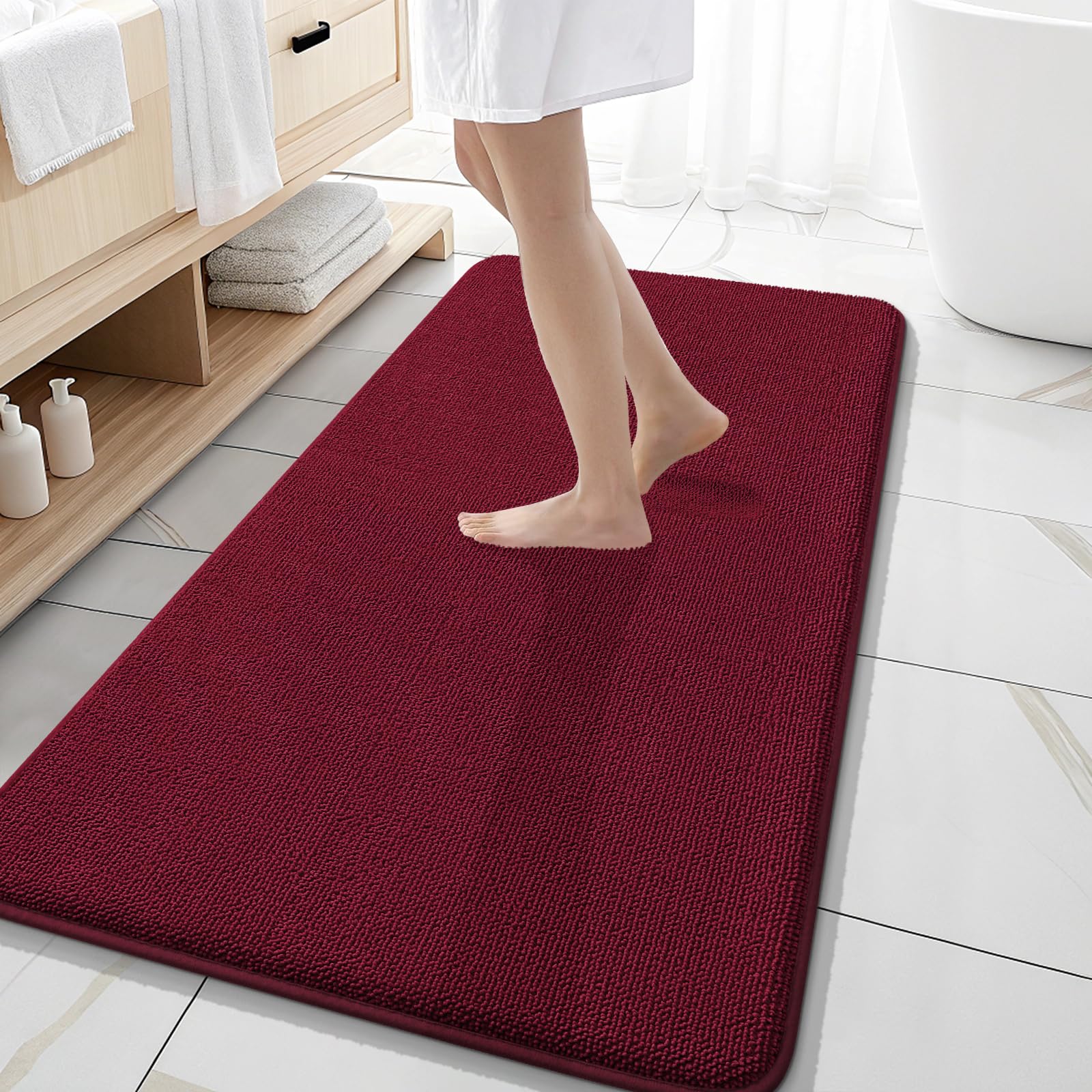 OLANLY Thick Memory Foam Bath Mat Rug 30x20, Extra Soft Absorbent Bathroom Rugs, Quick Dry Bath Mats, Non-Slip, Machine Washable Carpet for Bathroom, Tub and Shower, Home Decor Accessories, Grey