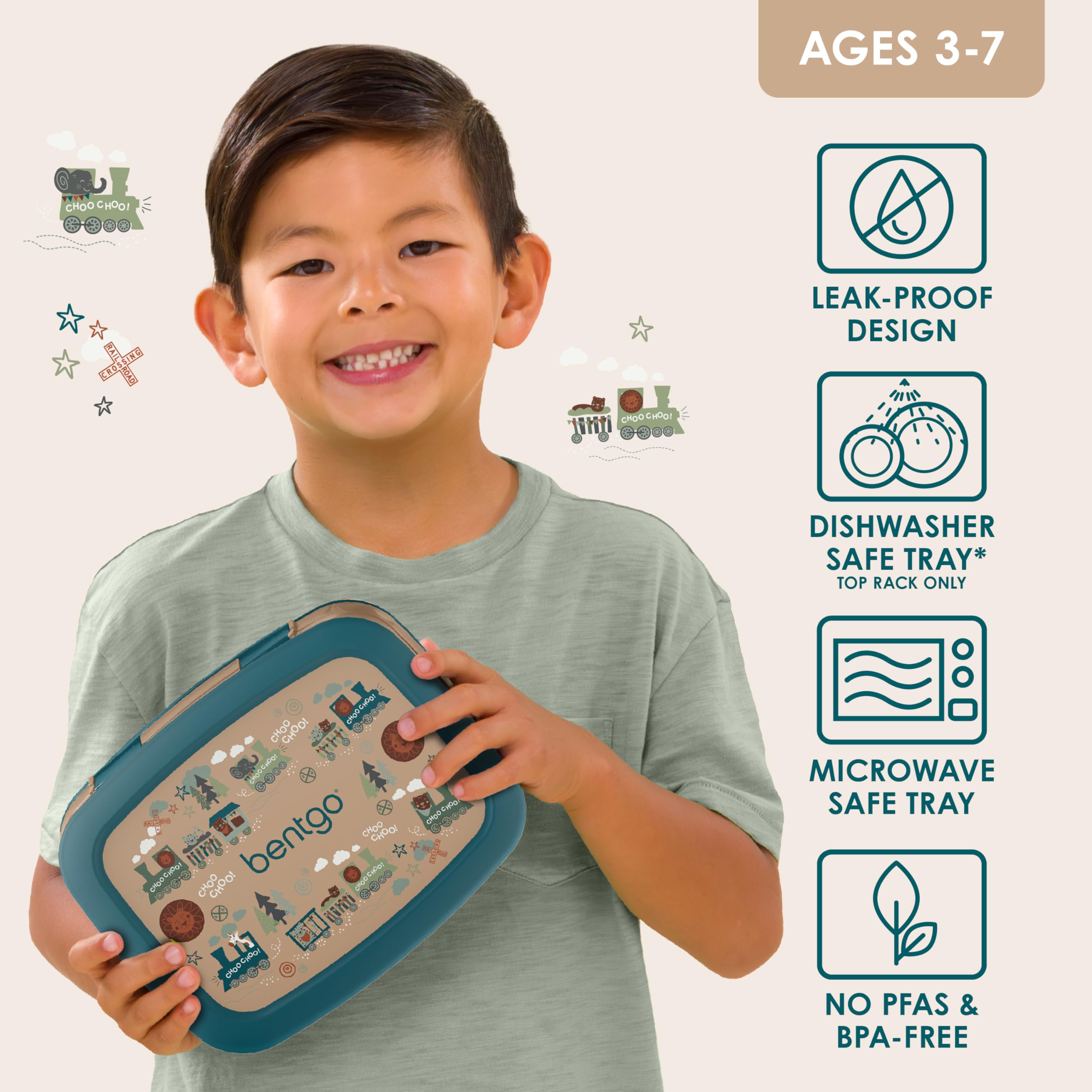 Bentgo Kids Prints Leak-Proof, 5-Compartment Bento-Style Kids Lunch Box - Ideal Portion Sizes for Ages 3-7, Durable, Drop-Proof, Dishwasher Safe, & PFAS & BPA-Free Materials (Unicorn)