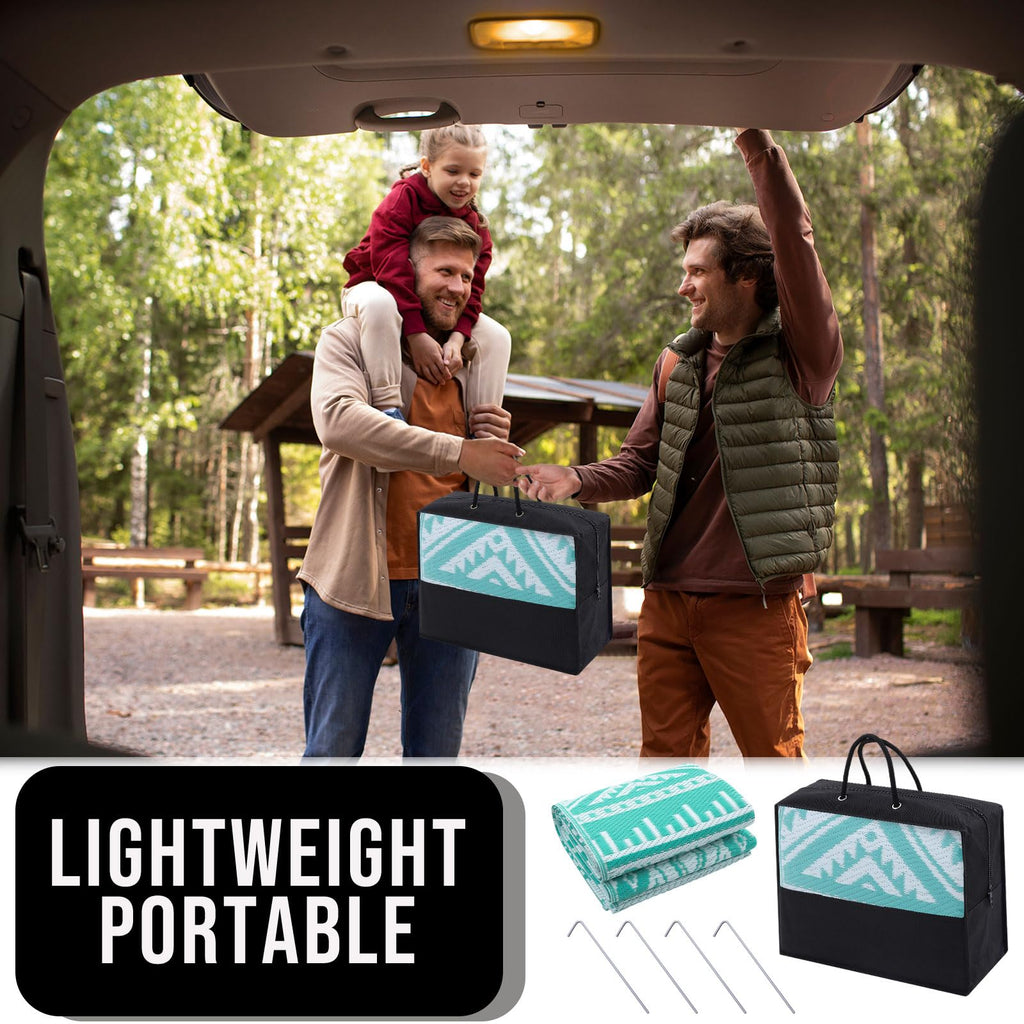 OLANLY Outdoor Rug Waterproof 5x8 ft, Reversible Outdoor Plastic Straw Rug, Boho Patio Rug, Indoor Outdoor Carpet, RV Mat Outside for Patio, Camp, Picnic, Balcony, Deck, Backyard, Black & White