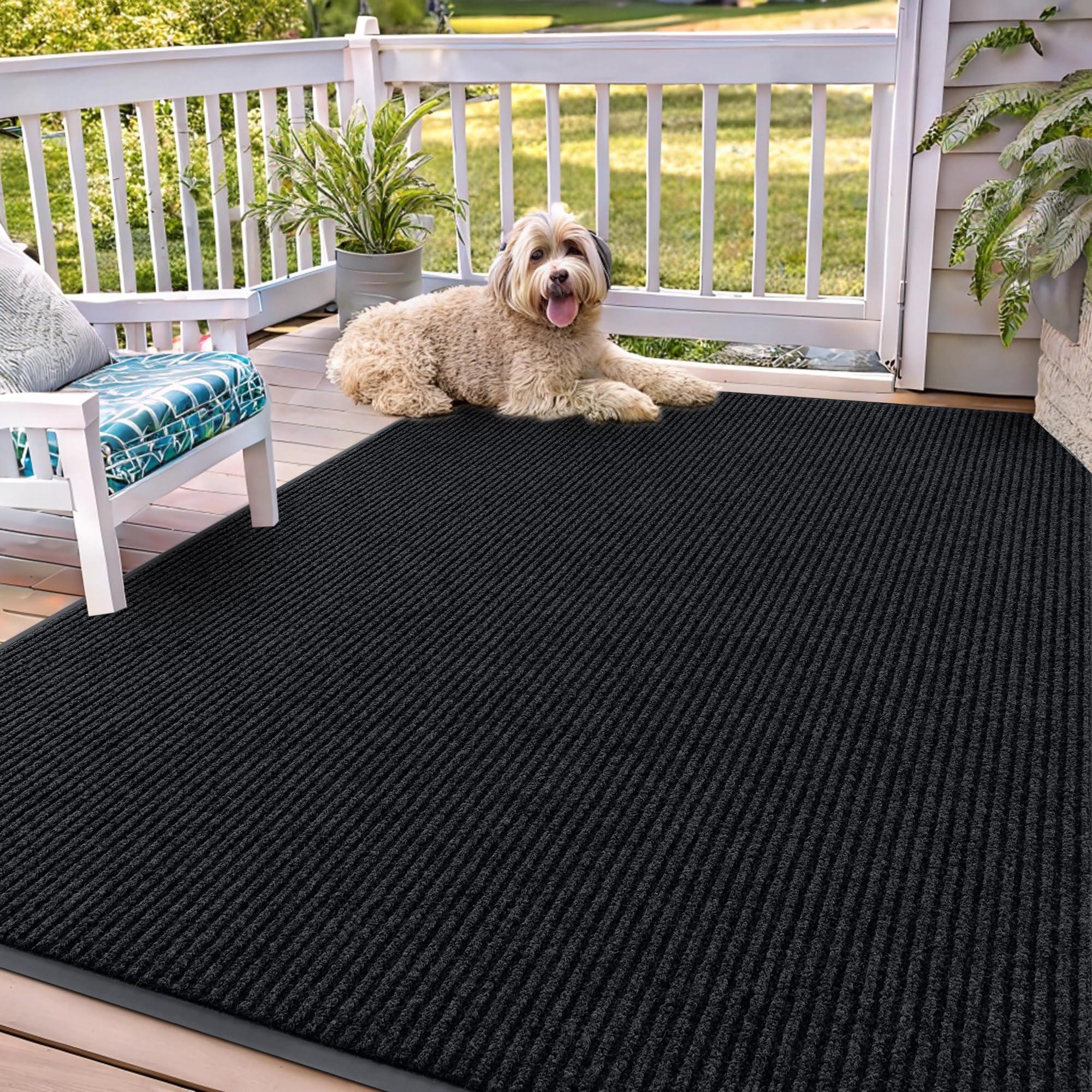 OLANLY Front Door Mat Indoor Outdoor Entrance, Waterproof Heavy Duty Doormat, Fade Resistant, Low Profile, Easy Clean Patio Porch Welcome Floor Mats for Entry, 29.5x17, Grey