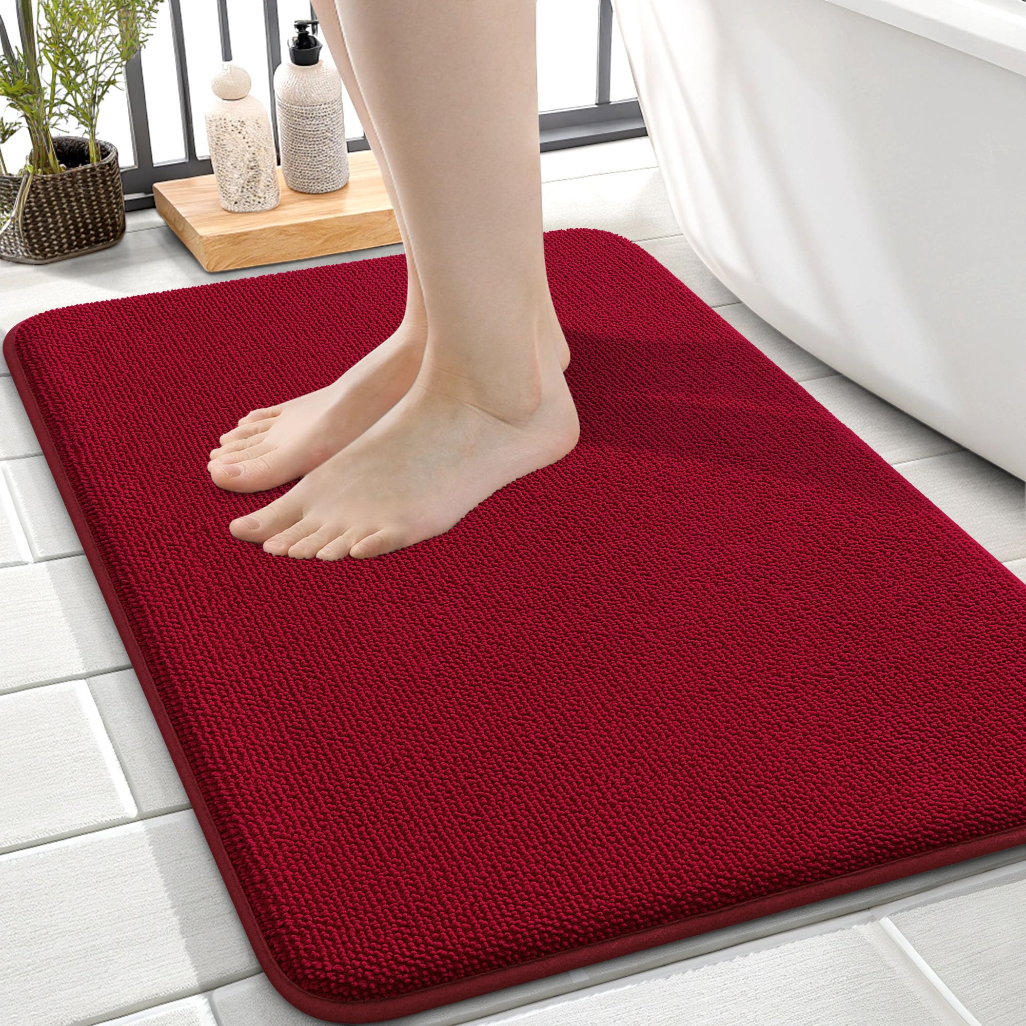 OLANLY Thick Memory Foam Bath Mat Rug 30x20, Extra Soft Absorbent Bathroom Rugs, Quick Dry Bath Mats, Non-Slip, Machine Washable Carpet for Bathroom, Tub and Shower, Home Decor Accessories, Grey