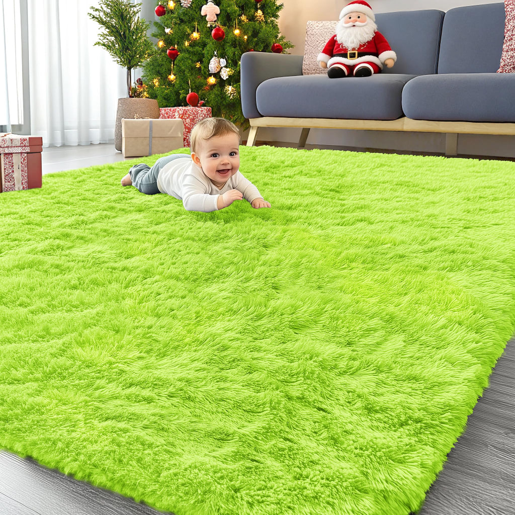 OLANLY Area Rugs for Living Room Bedroom, Machine Washable 4x5.9 ft Soft Fluffy Shaggy Bedside Rug, Indoor Floor Carpet for Kids Girls and Boys, Dorms, Nursery Rooms, Home Decor Aesthetic, Grey