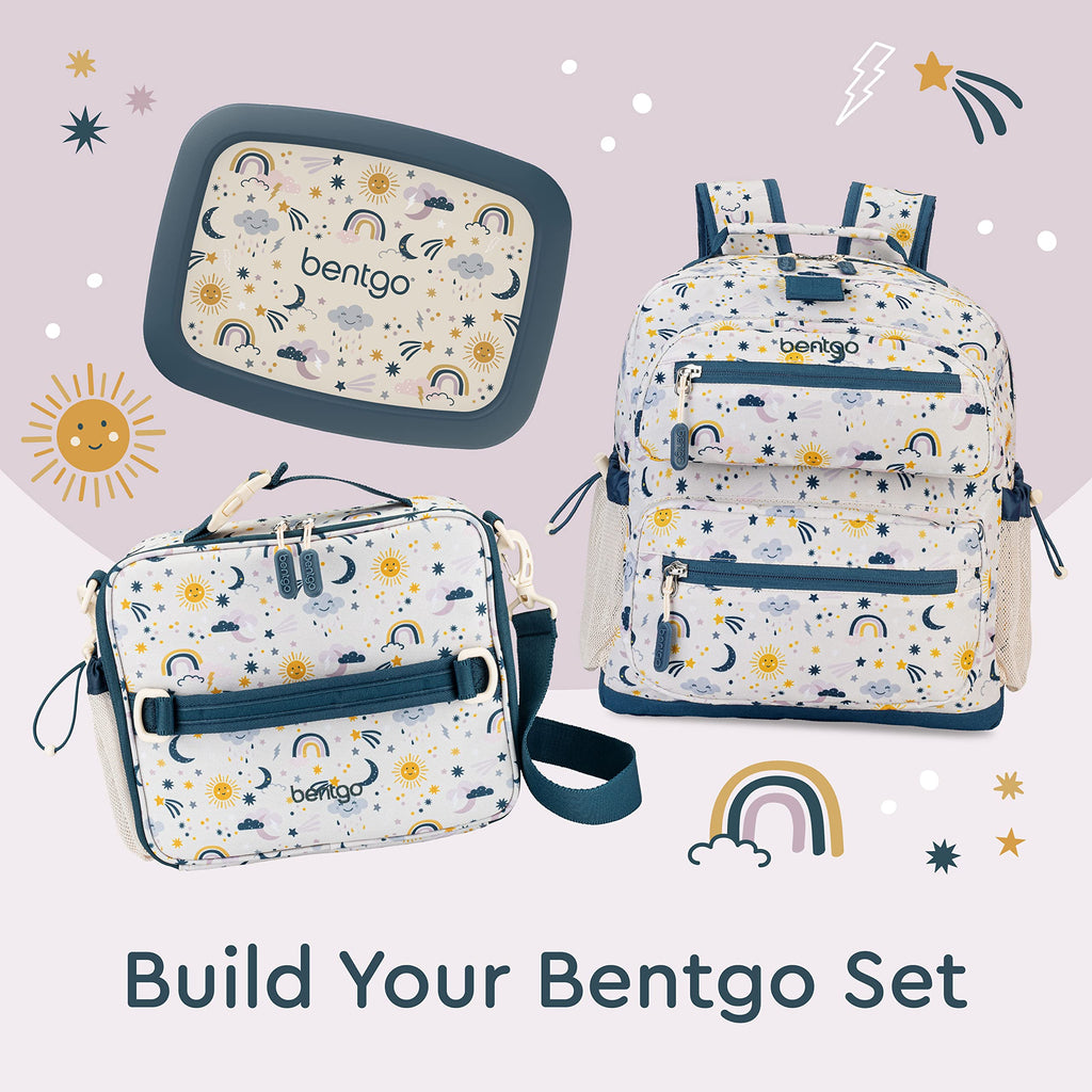 Bentgo Kids Backpack - Lightweight 14” Backpack in Fun Prints for School, Travel, & Daycare, Ideal for Ages 4+, Roomy Interior, Durable & Water-Resistant Fabric, & Loop for Lunch Bag (Trucks)