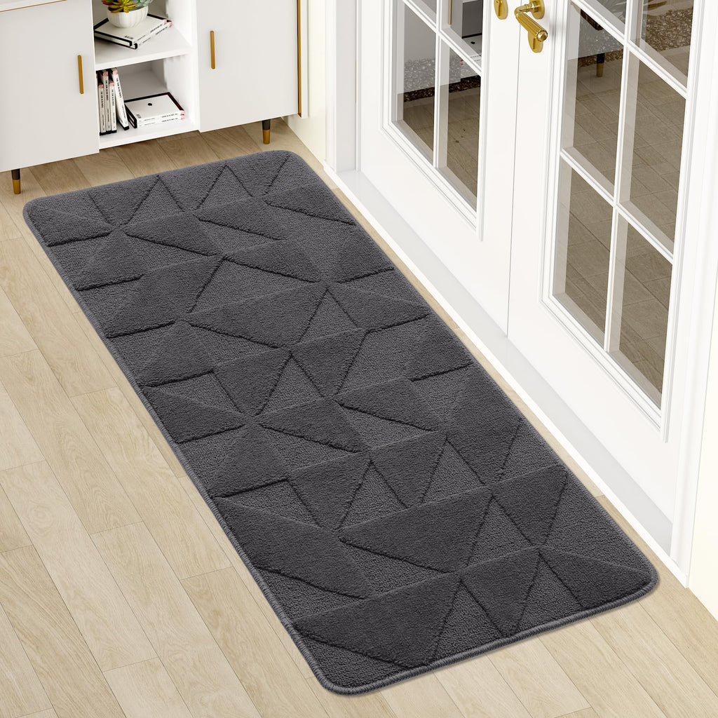 OLANLY Door Mats Indoor, Non-Slip, Absorbent, Dirt Resist, Entrance Washable Mat, Low-Profile Inside Entry Doormat for Entryway (32x20 inches, Grey)
