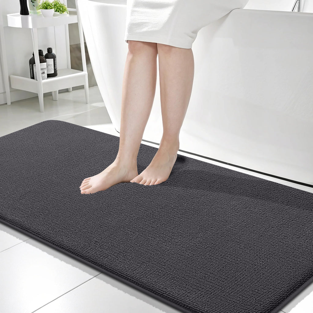 OLANLY Thick Memory Foam Bath Mat Rug 30x20, Extra Soft Absorbent Bathroom Rugs, Quick Dry Bath Mats, Non-Slip, Machine Washable Carpet for Bathroom, Tub and Shower, Home Decor Accessories, Grey