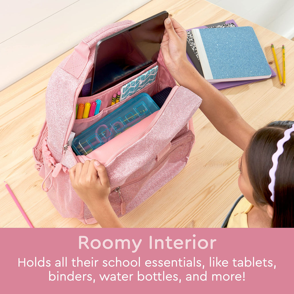 Bentgo Kids Backpack - Lightweight 14” Backpack in Fun Prints for School, Travel, & Daycare, Ideal for Ages 4+, Roomy Interior, Durable & Water-Resistant Fabric, & Loop for Lunch Bag (Trucks)