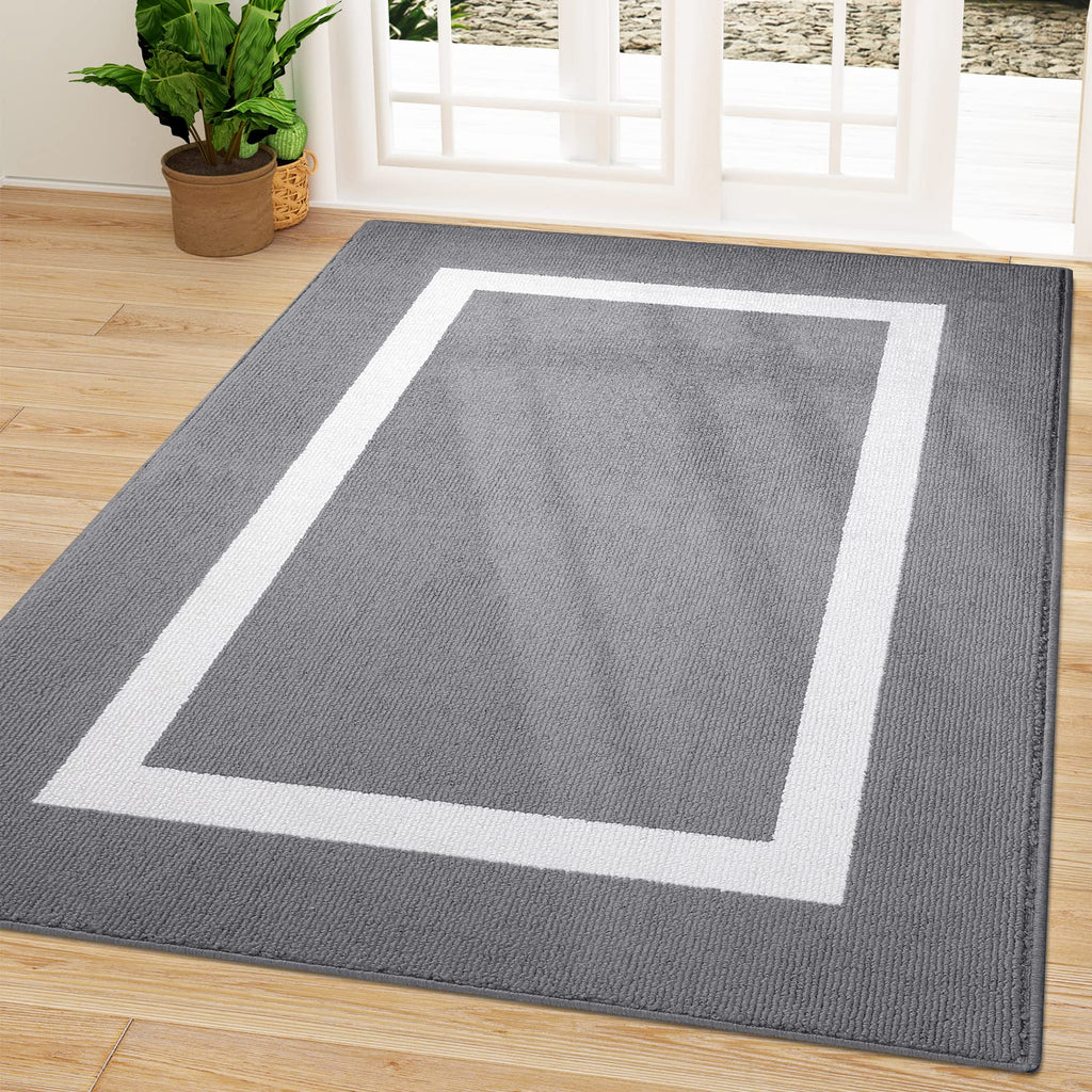 OLANLY Indoor Door Mat, 32x20, Non-Slip Absorbent Resist Dirt Entrance Mat, Washable Low-Profile Inside Entry Doormats for Entryway, Grey
