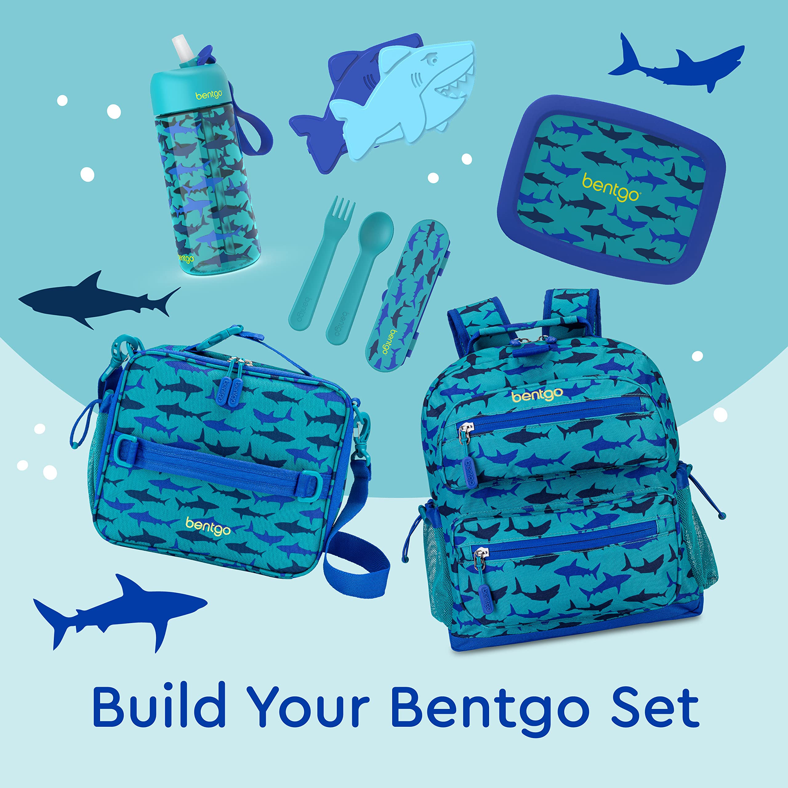 Bentgo Kids Backpack - Lightweight 14” Backpack in Fun Prints for School, Travel, & Daycare, Ideal for Ages 4+, Roomy Interior, Durable & Water-Resistant Fabric, & Loop for Lunch Bag (Trucks)