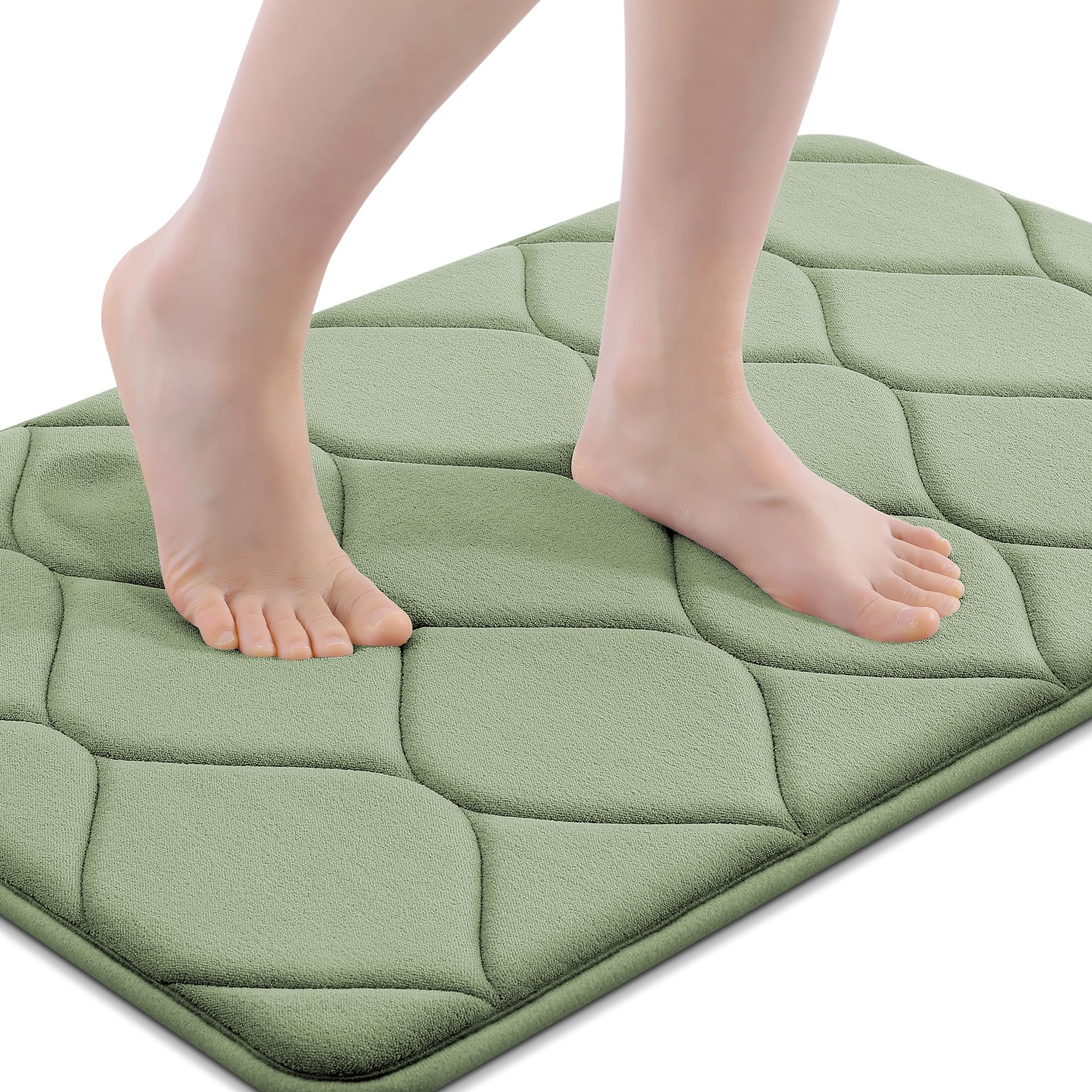 Smiry Memory Foam Bath Mat 30''x20'', Ultra Soft Non-Slip Bathroom Rug, Plush Water Absorbent Quick Dry and Machine Washable Floor Mat for Shower, Tub & Home Decor, Grey