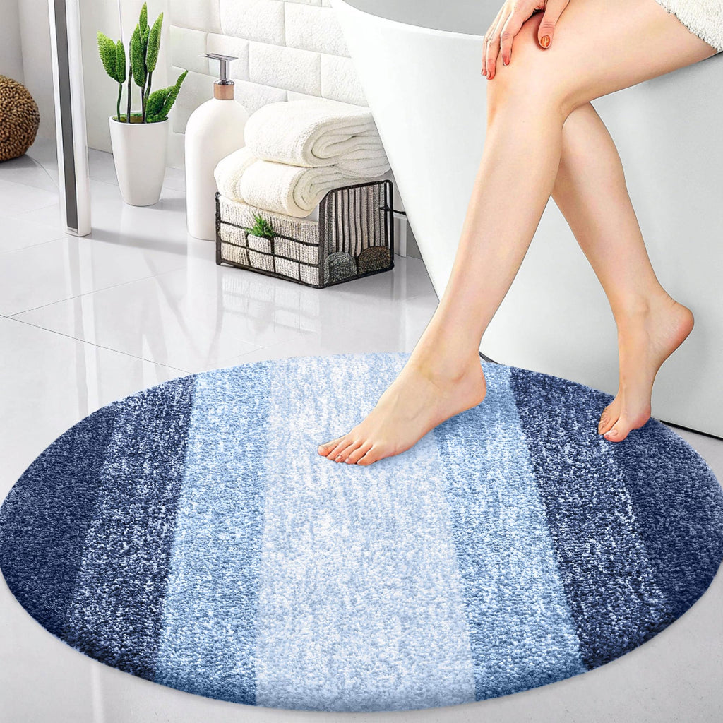 OLANLY 30-inch Round Bathroom Rugs, Extra Soft and Absorbent Microfiber Bath Rugs, Quick Dry Machine Washable Bath Mats for Bathroom Floor, Tub and Shower, Home Decor Accessories, Grey