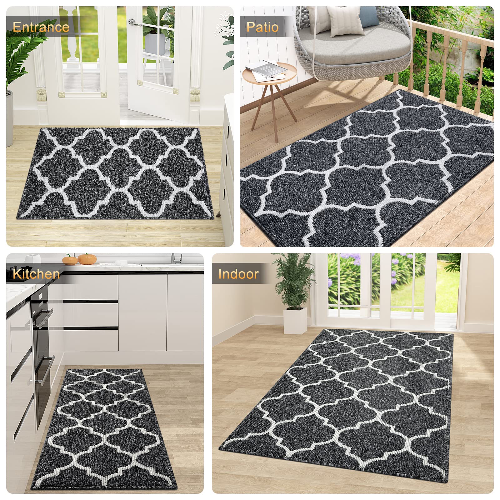 OLANLY Indoor Door Mat, 32x20, Non-Slip Absorbent Resist Dirt Entrance Mat, Washable Low-Profile Inside Floor Doormats for Entryway, Grey