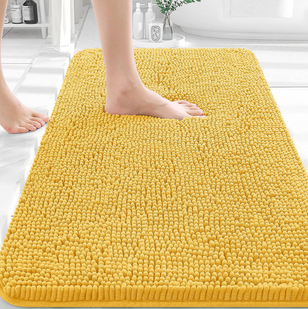 OLANLY Bathroom Rugs 30x20, Extra Soft Absorbent Chenille Bath Rugs, Rubber Backing Quick Dry, Machine Washable Bath Mats for Bathroom Floor, Tub and Shower, Home Decor Accessories, Grey