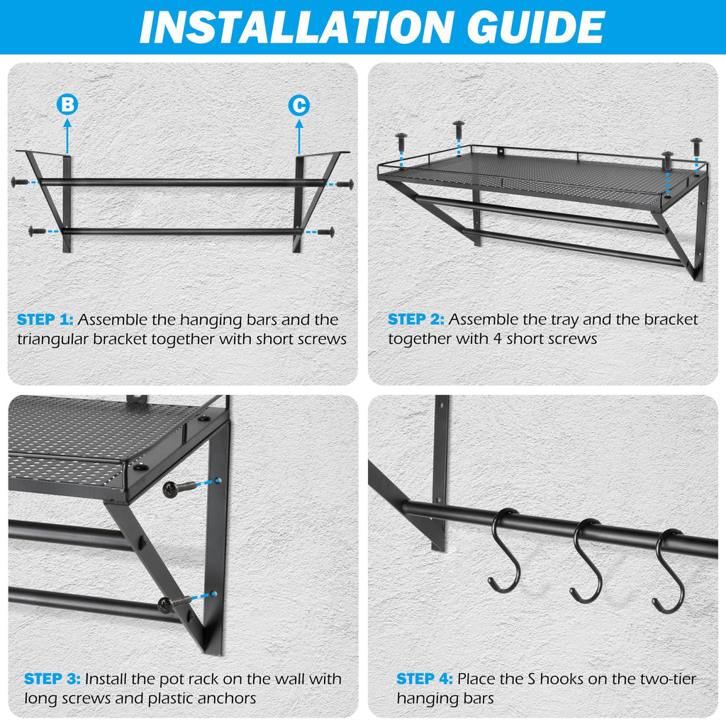 RedCall Heavy-Duty Wall Shelf, 2 Pack Garage Shelf, 23.5" x 12" Large Wall Mounted Shelves for Garage, Laundry Room, Closet, Holds Up to 75 Lbs