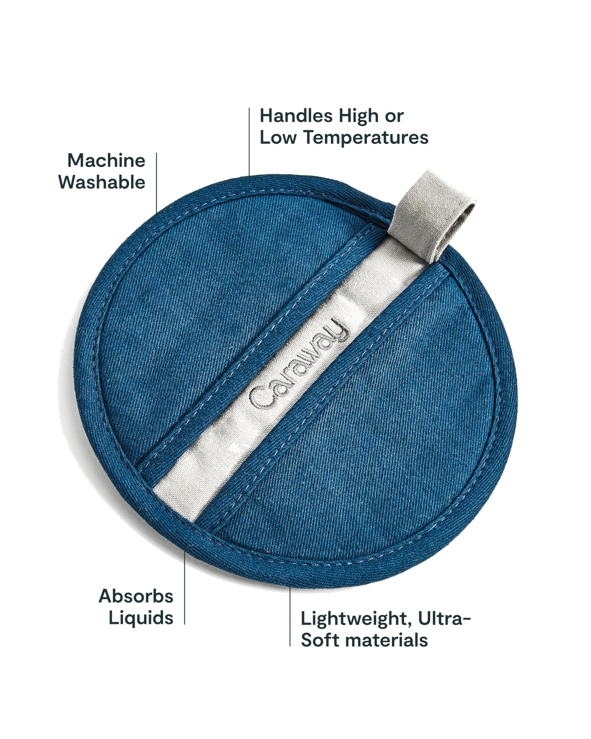 Caraway Pot Holders - 100% Organic Cotton Pot Holder - Double-Layer Stain Resistant Stitching - Resists High Heat & Low Cold Temperatures - Machine Washable - Cream