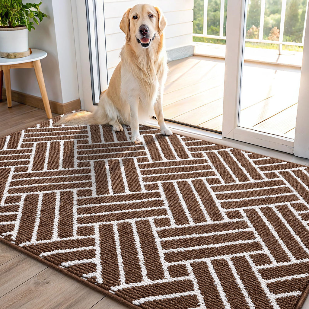 OLANLY Indoor Door Mat, 32x20 Inch, Dirt Resistant and Absorbent, Non-Slip Rubber Backing Floor Mats, Easy Clean Low-Profile Doormat for Entryway, Front Door, and Inside Entrance, Grey