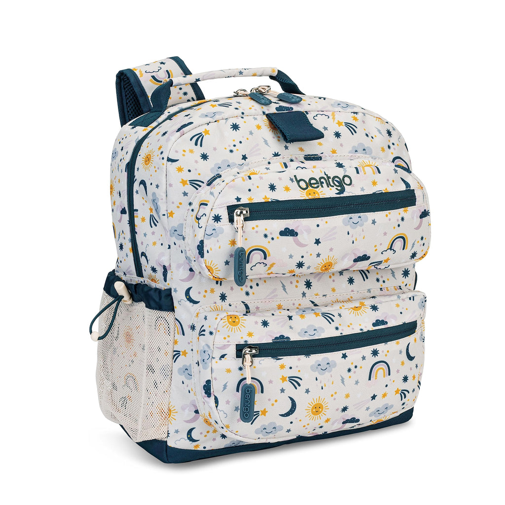 Bentgo Kids Backpack - Lightweight 14” Backpack in Fun Prints for School, Travel, & Daycare, Ideal for Ages 4+, Roomy Interior, Durable & Water-Resistant Fabric, & Loop for Lunch Bag (Trucks)