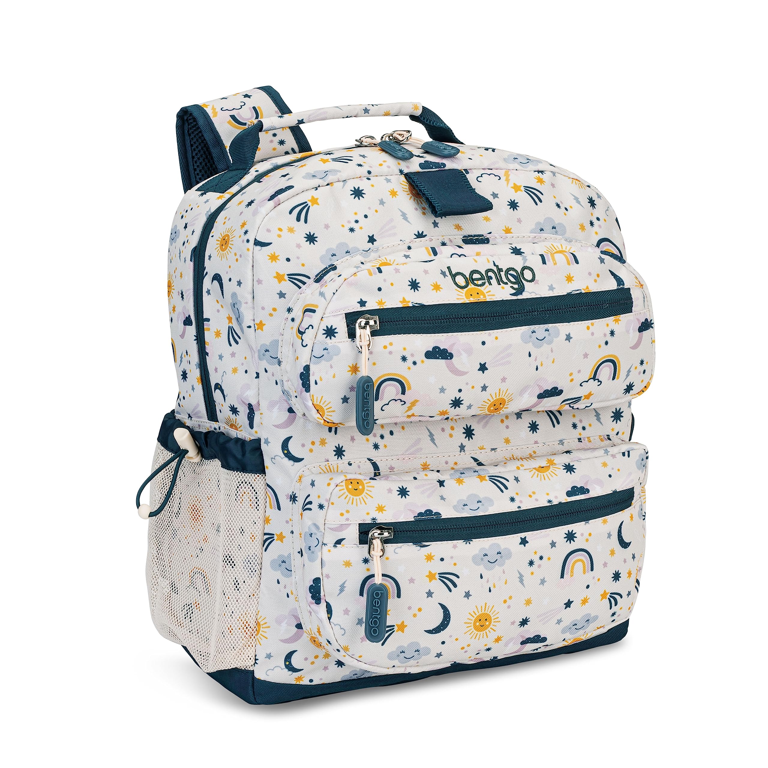Bentgo Kids Backpack - Lightweight 14” Backpack in Fun Prints for School, Travel, & Daycare, Ideal for Ages 4+, Roomy Interior, Durable & Water-Resistant Fabric, & Loop for Lunch Bag (Trucks)