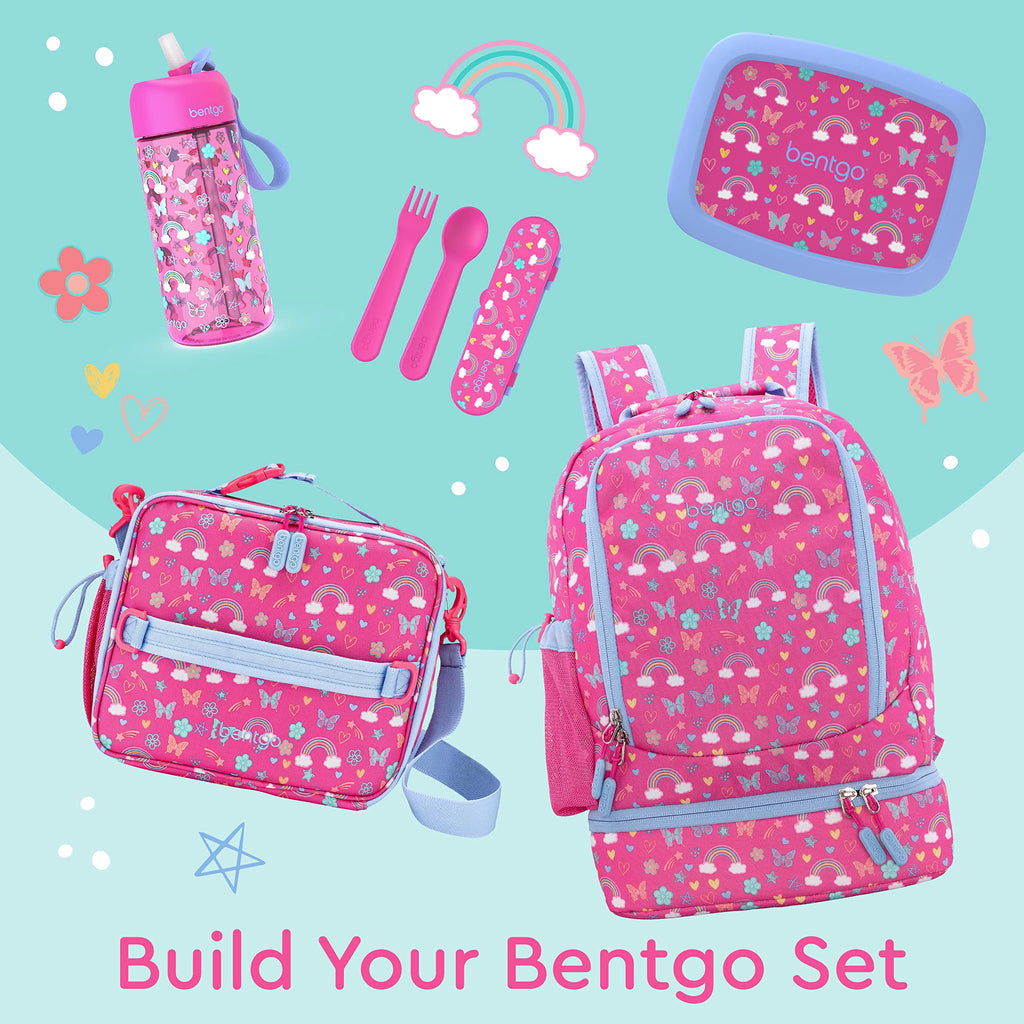 Bentgo Kids 2-in-1 Backpack & Insulated Lunch Bag - Durable 16” Backpack & Lunch Container in Unique Prints for School & Travel - Water Resistant, Padded & Large Compartments (Dinosaur)