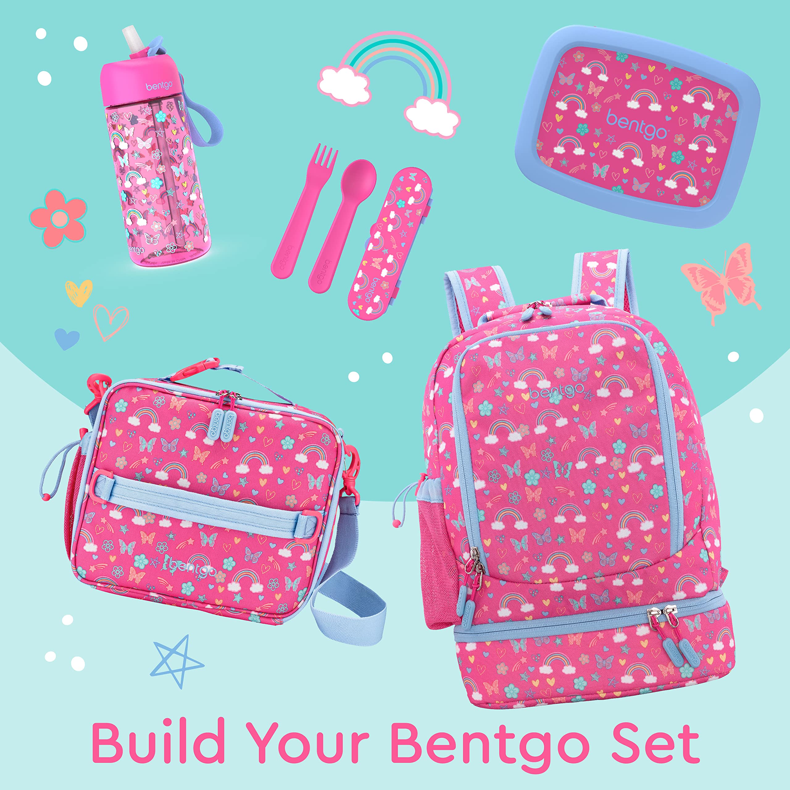 Bentgo Kids 2-in-1 Backpack & Insulated Lunch Bag - Durable 16” Backpack & Lunch Container in Unique Prints for School & Travel - Water Resistant, Padded & Large Compartments (Dinosaur)
