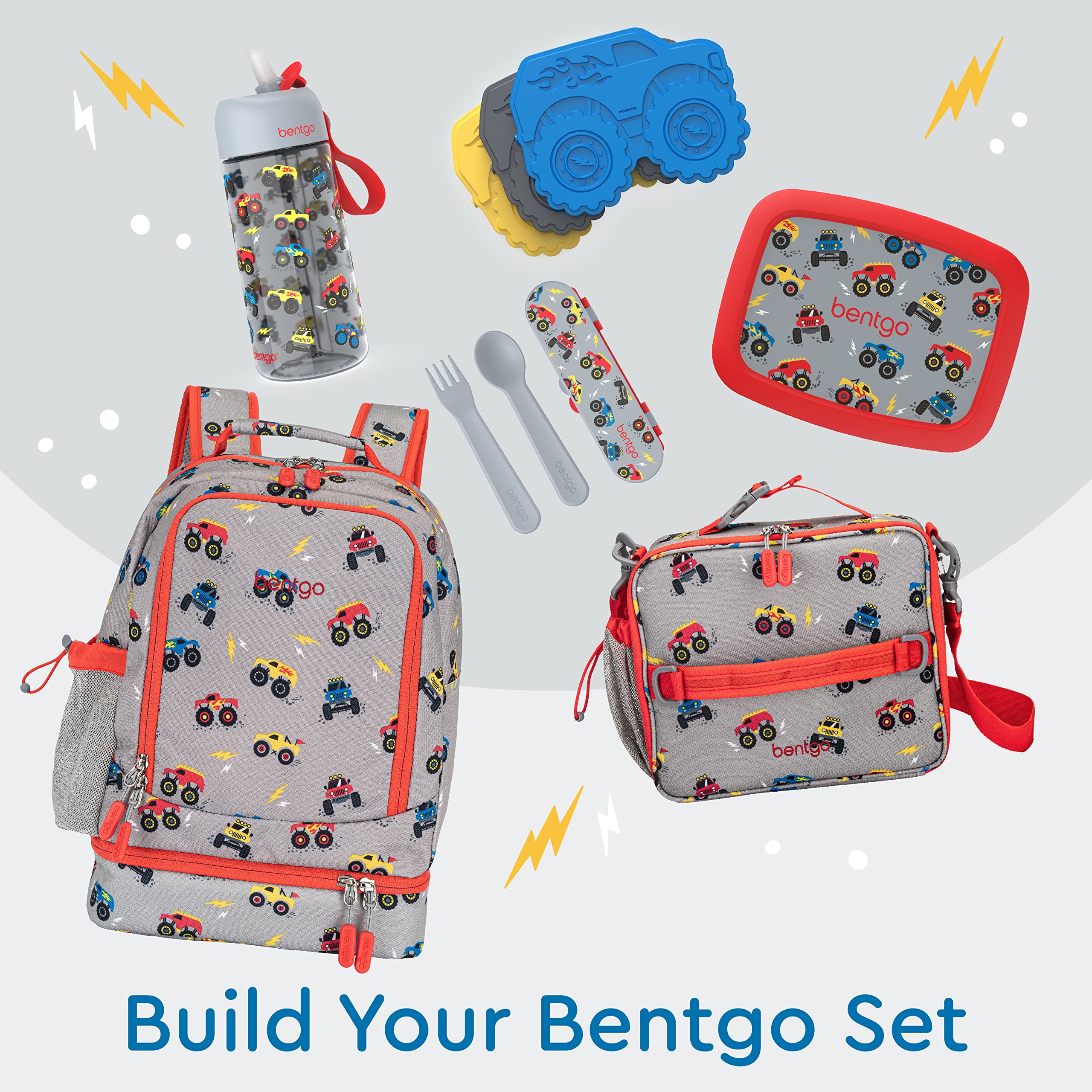 Bentgo Kids 2-in-1 Backpack & Insulated Lunch Bag - Durable 16” Backpack & Lunch Container in Unique Prints for School & Travel - Water Resistant, Padded & Large Compartments (Dinosaur)