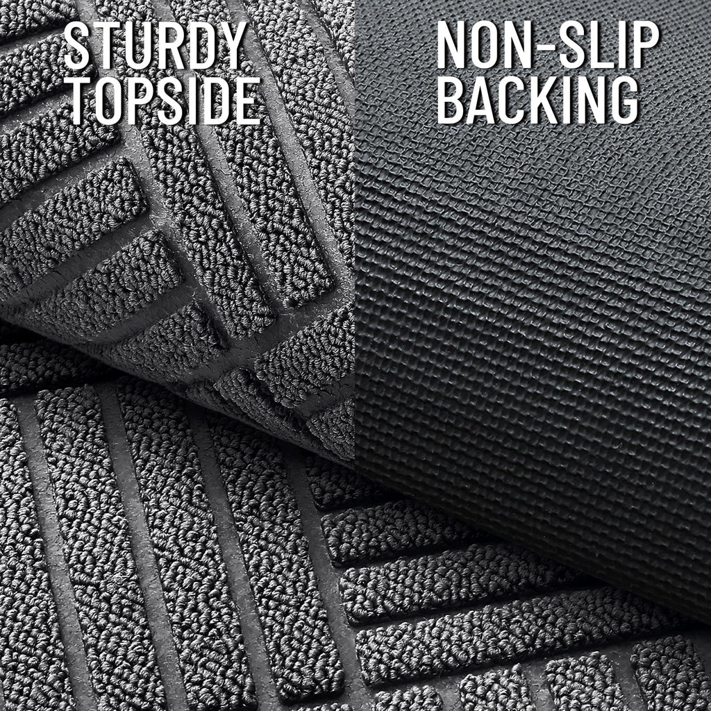 OLANLY Front Door Mat Outside Entrance 29.5x17, Absorbent, Heavy Duty Sturdy Natural Rubber Doormat Indoor Outdoor, Stain and Fade Resistant, Non-Slip Low Profile Floor Mat for Entryway, Grey Diamond
